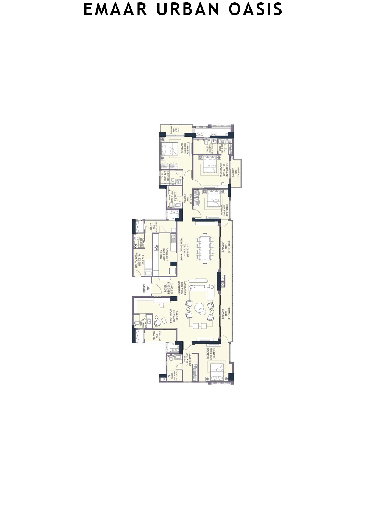 Emaar Urban Oasis Tower 3 Unit C Floor Plan