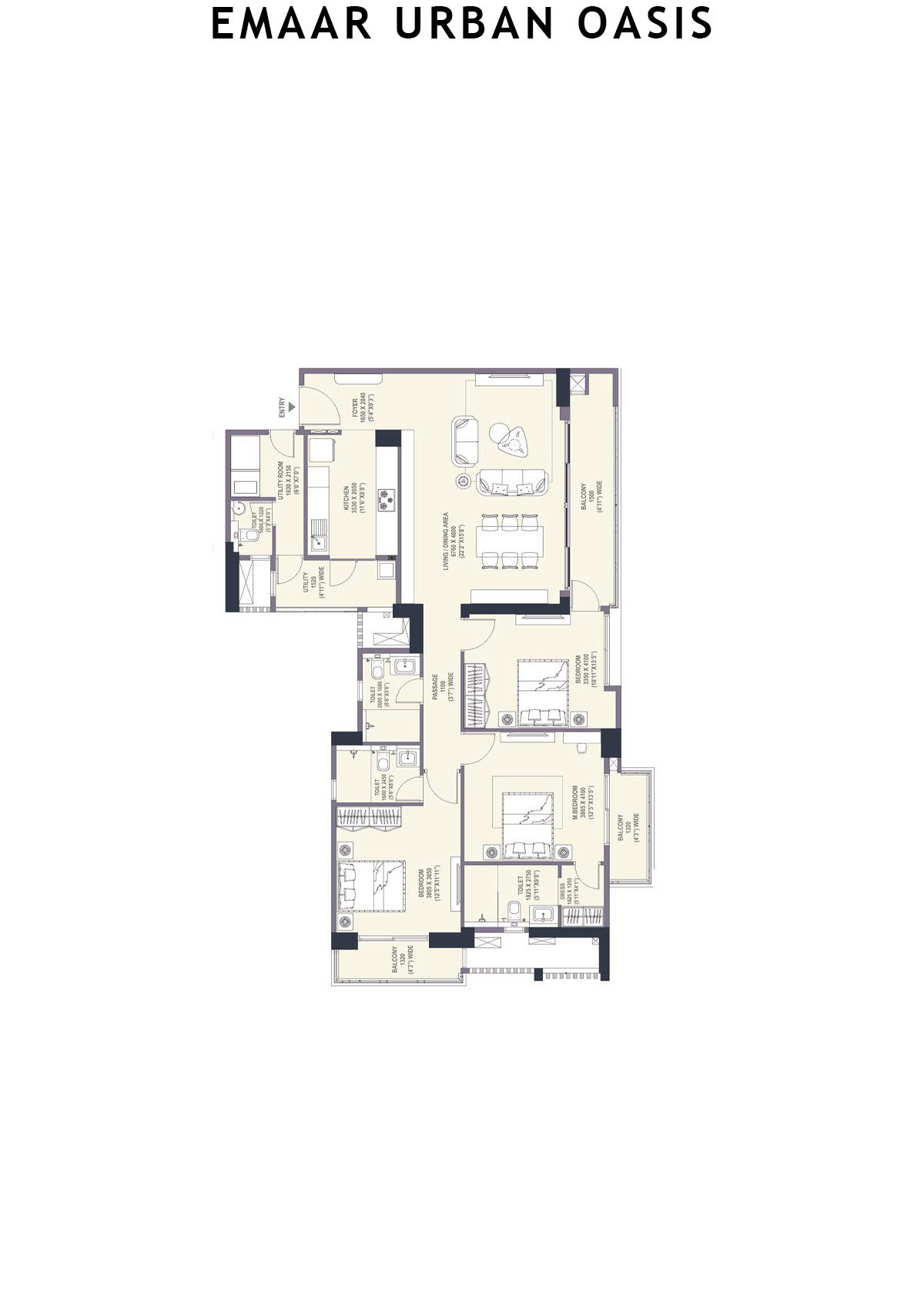 Emaar Urban Oasis Tower 3 Unit D Floor Plan