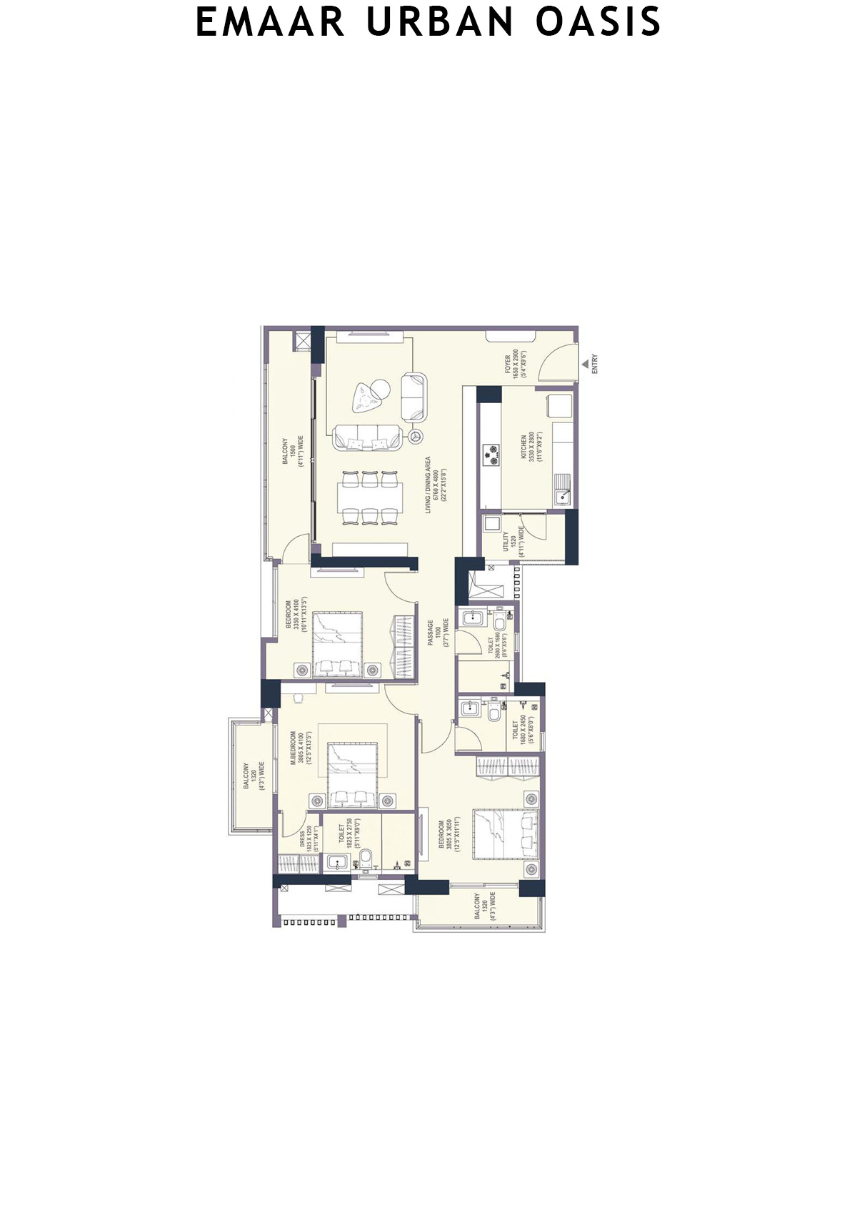 Emaar Urban Oasis Tower 4 Unit A Floor Plan