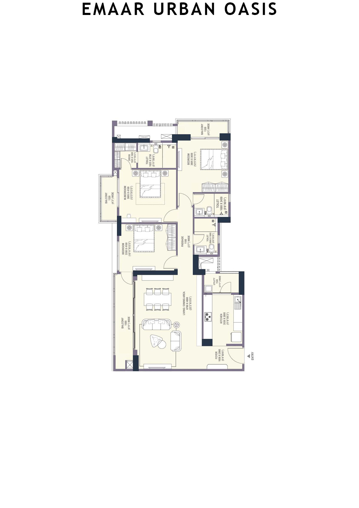 Emaar Urban Oasis Tower 4 Unit B Floor Plan