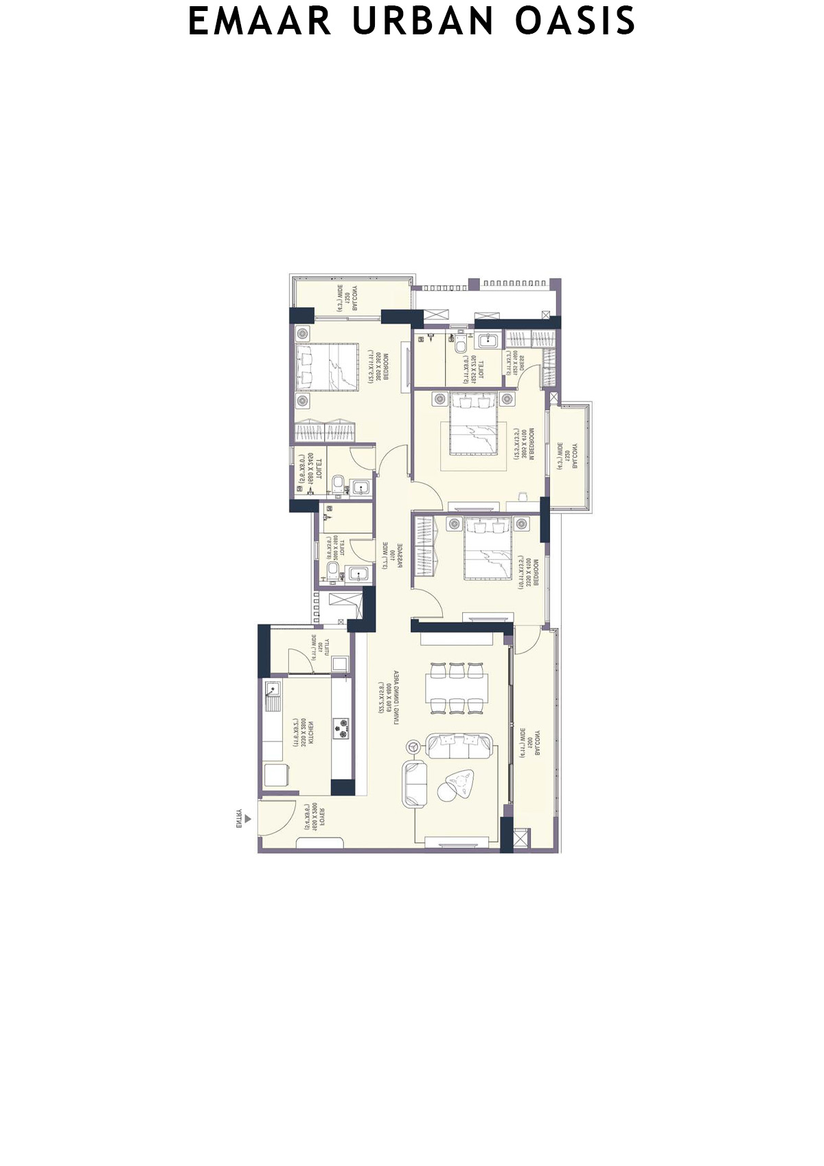 Emaar Urban Oasis Tower 4 Unit C Floor Plan