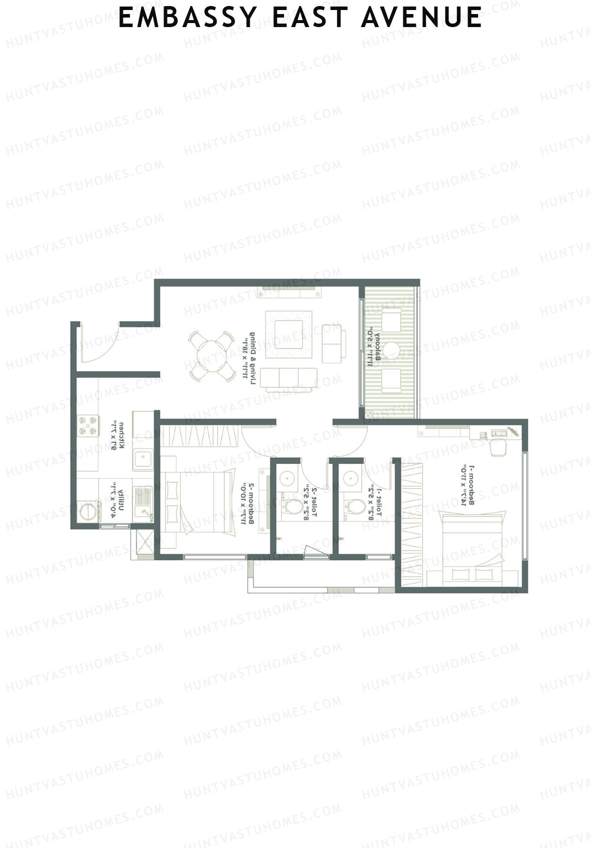 Embassy East Avenue Tower B Unit 2 (Type A3) Floor Plan
