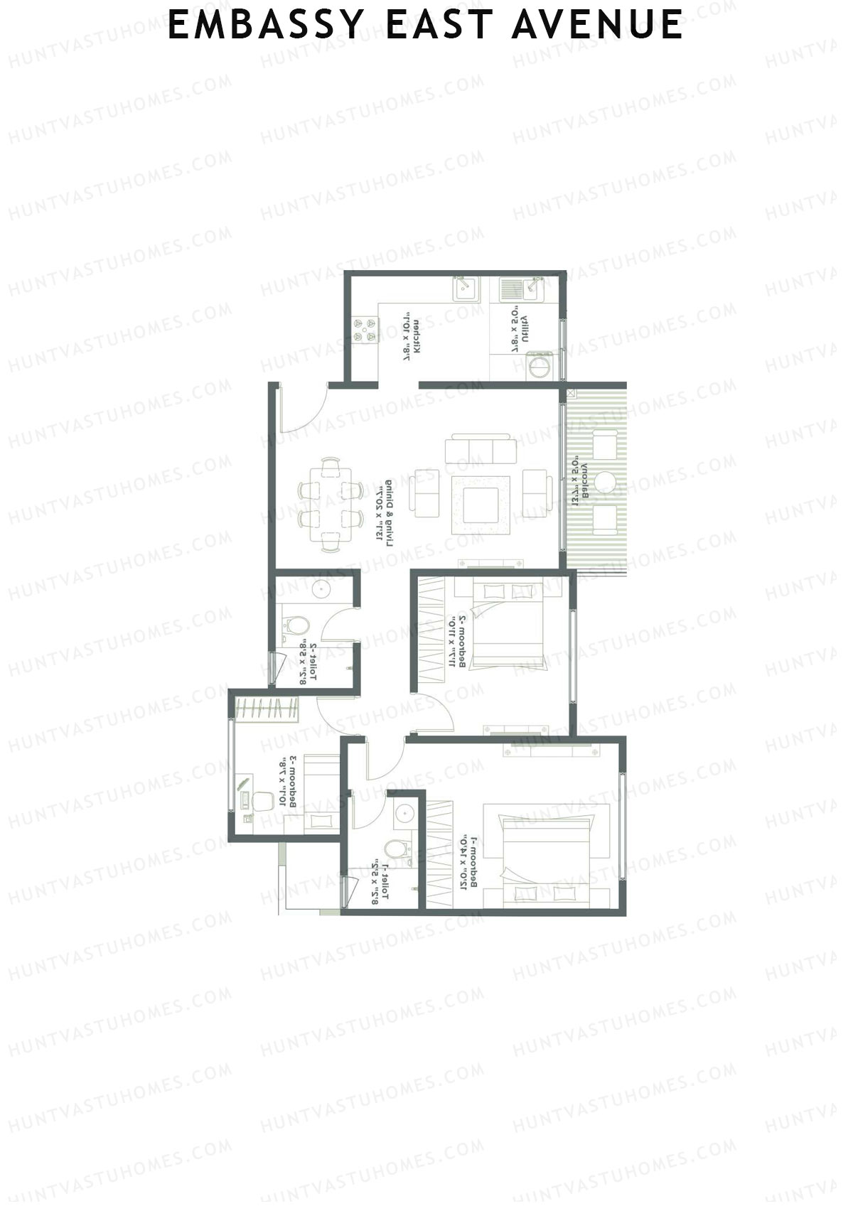 Embassy East Avenue Tower C Unit 3 (Type B1) Floor Plan