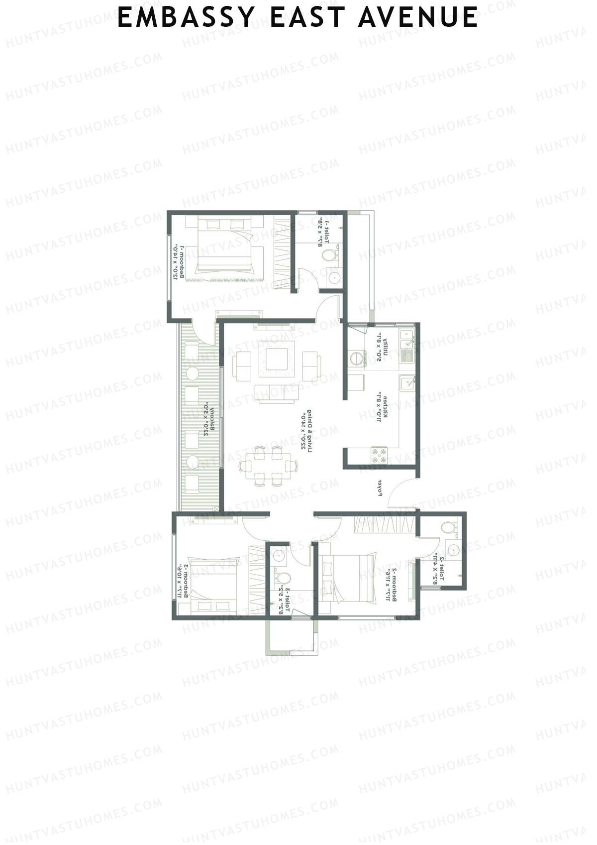 Embassy East Avenue Tower C Unit 4 (Type C3) Floor Plan