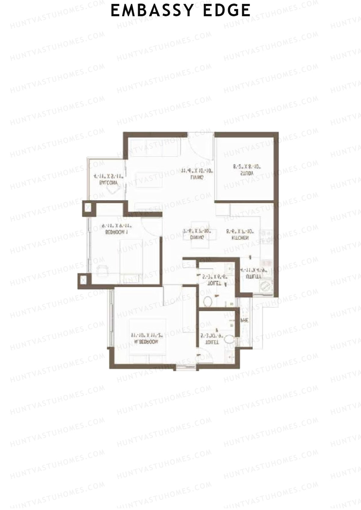Embassy Edge, Daisy Block B, Unit 7, 2BHK, Super Area 1089   sq ft 
