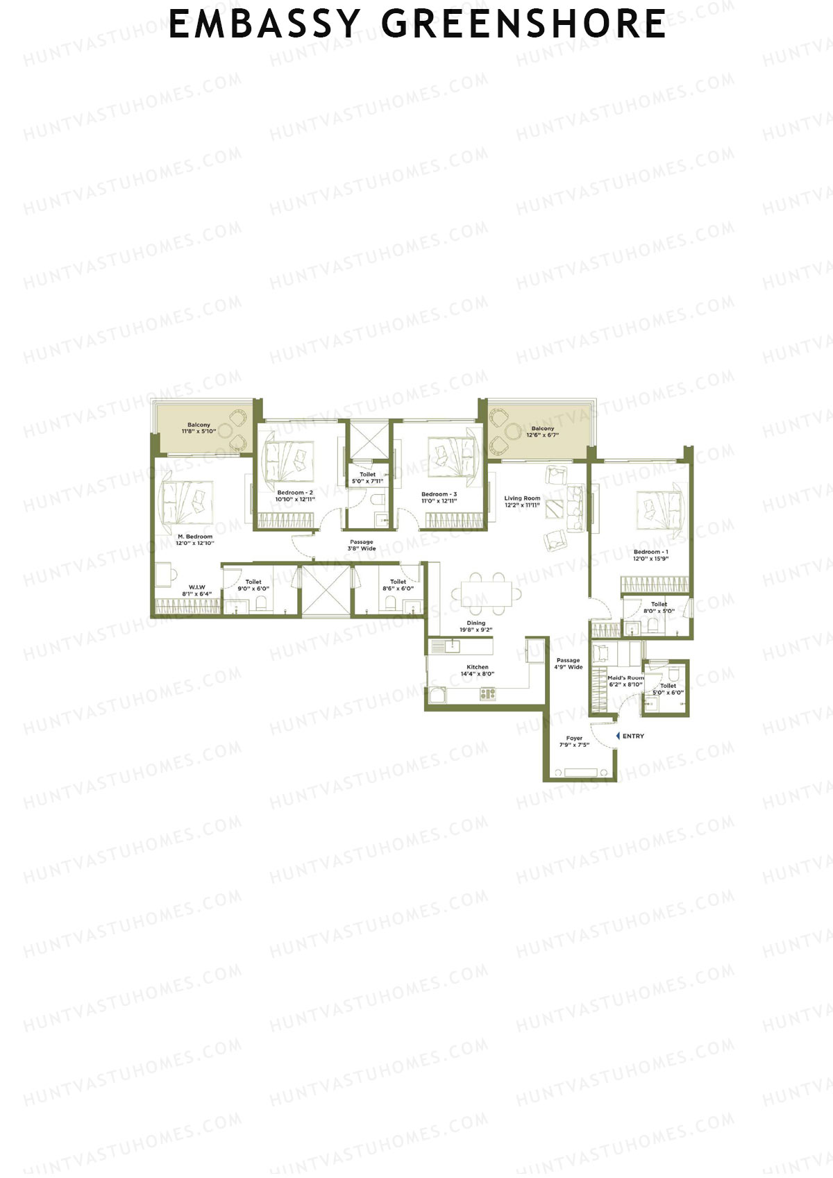 Embassy Greenshore, Tower 7, Unit 5, 4BHK, Super Area 2570   sq ft 