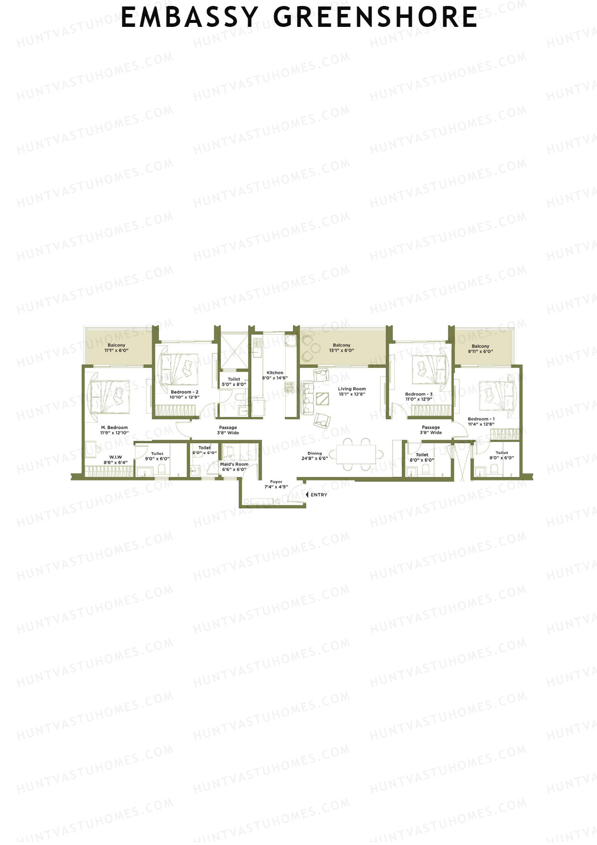 Embassy Greenshore, Tower 8, Unit 2, 4BHK, Super Area 2577   sq ft 
