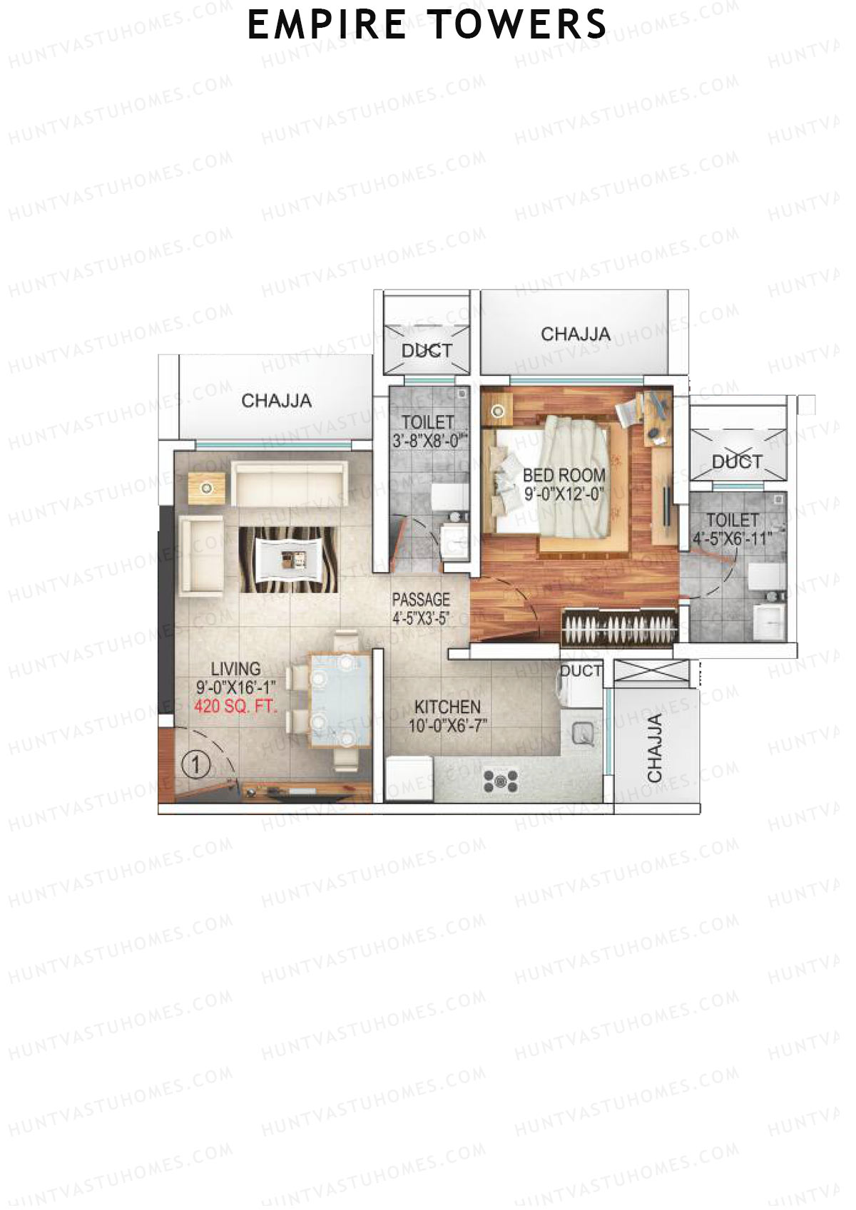 Empire Towers Wing A Unit 1 (Type 2) Floor Plan