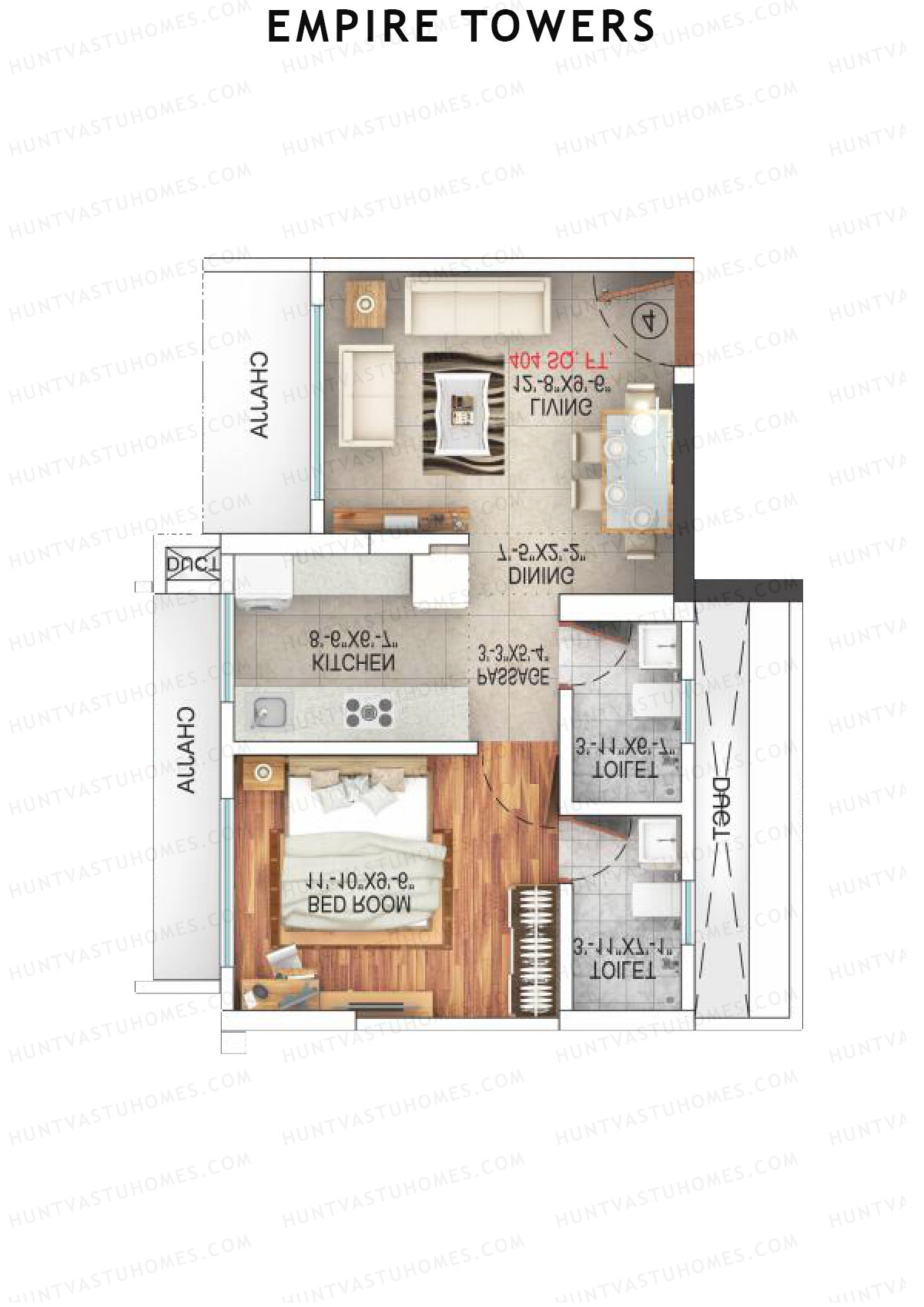 Empire Towers Wing A Unit 3 (Type 1) Floor Plan