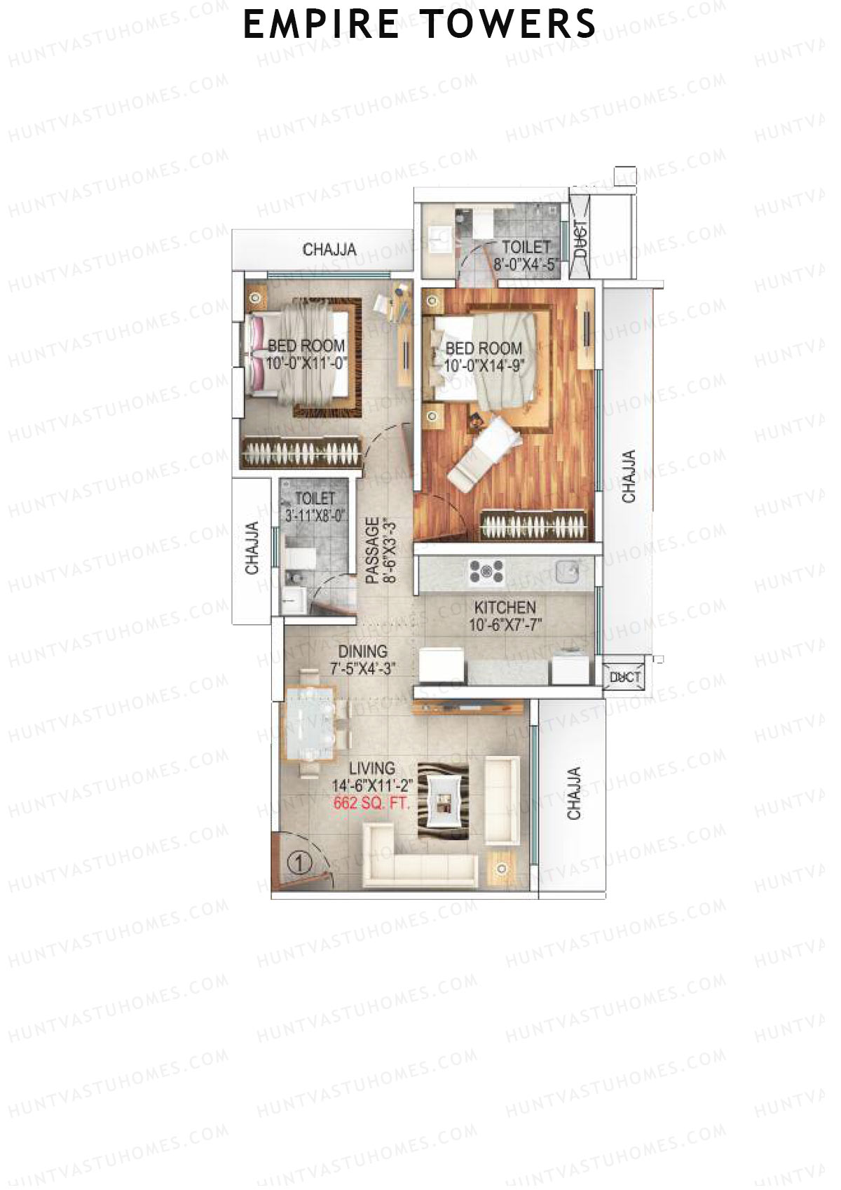 Empire Towers Wing B Unit 1 Floor Plan