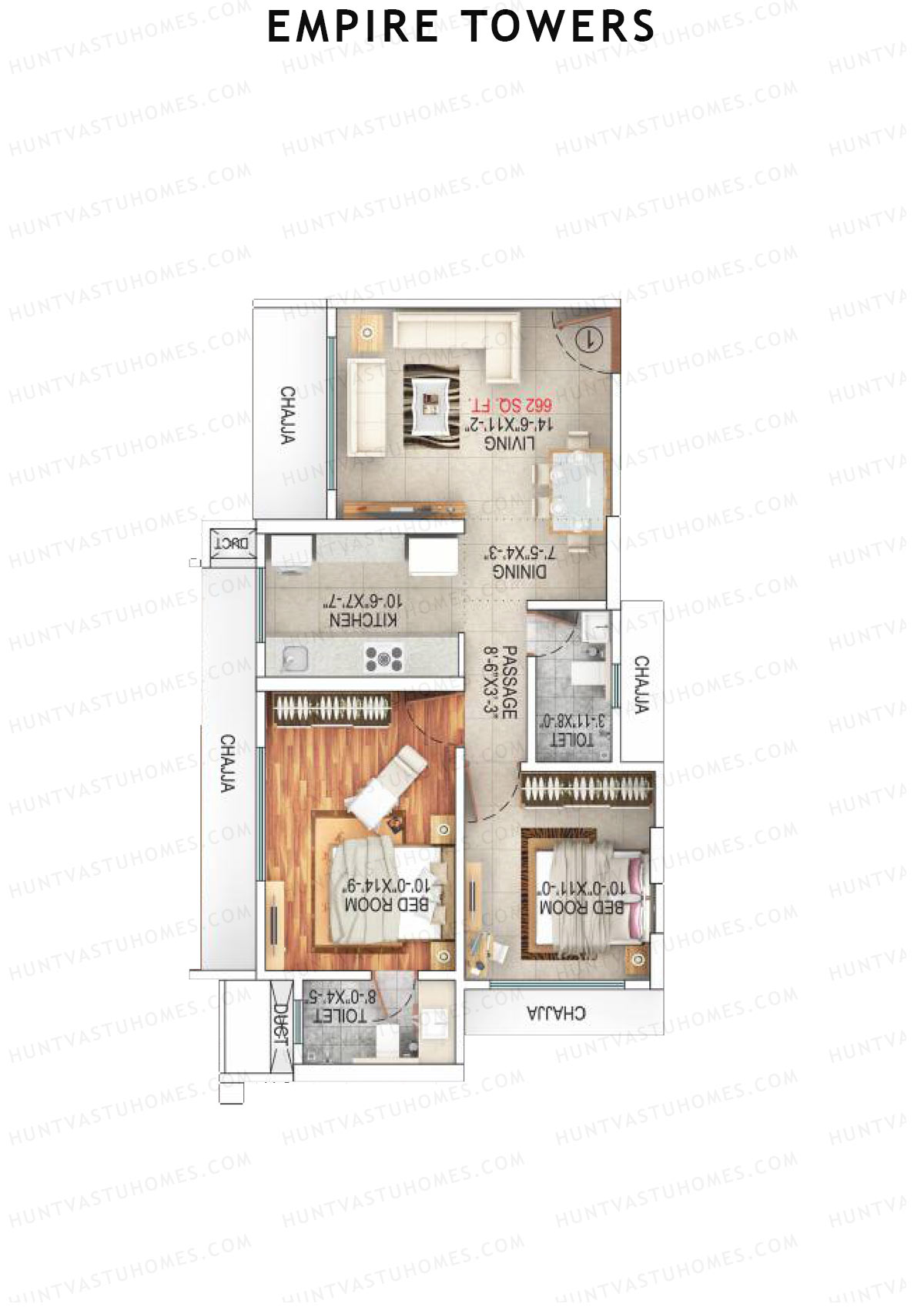 Empire Towers Wing B Unit 3 Floor Plan