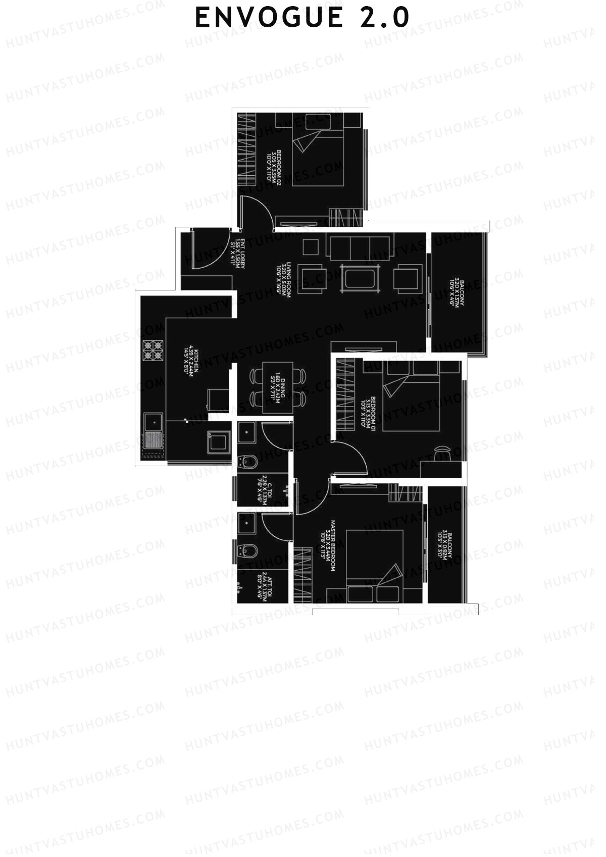 Envogue 2.0 Wing K1 Unit 2 Floor Plan