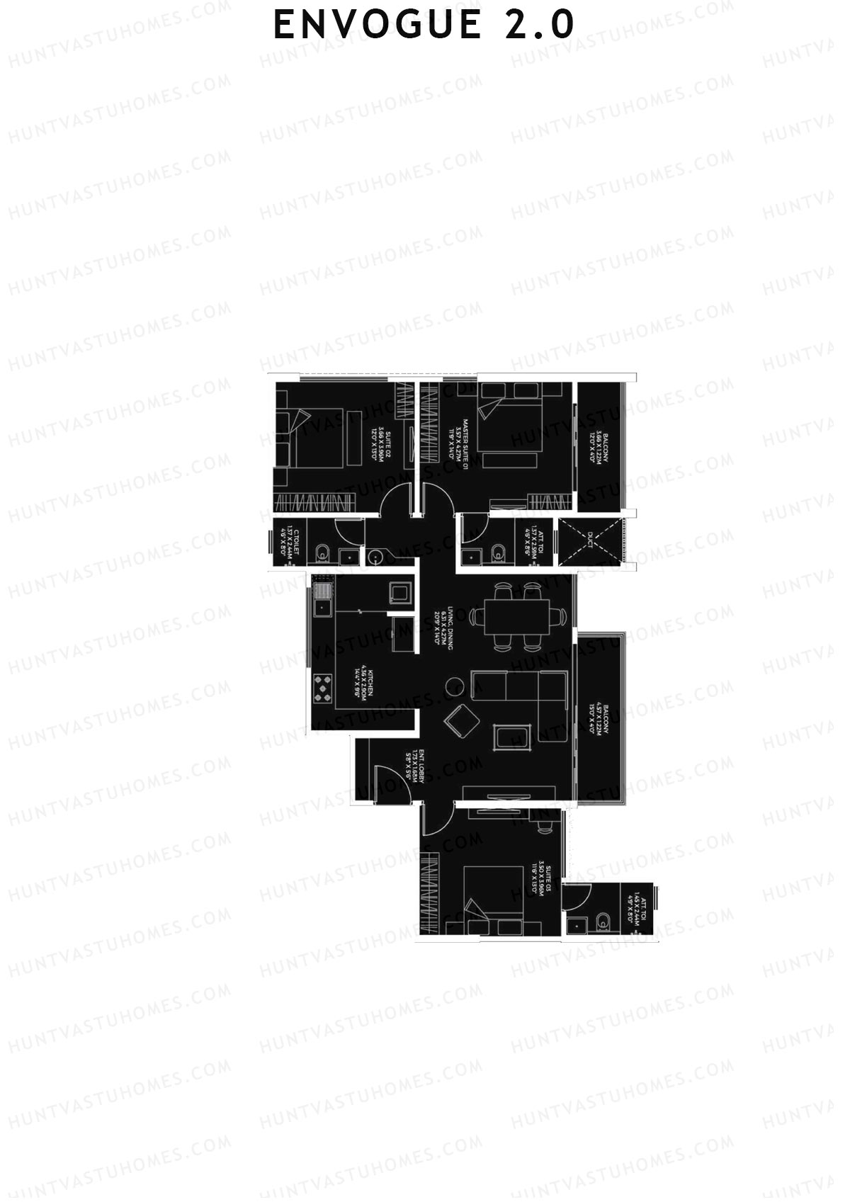 Envogue 2.0 Wing K2 Unit 1 Floor Plan