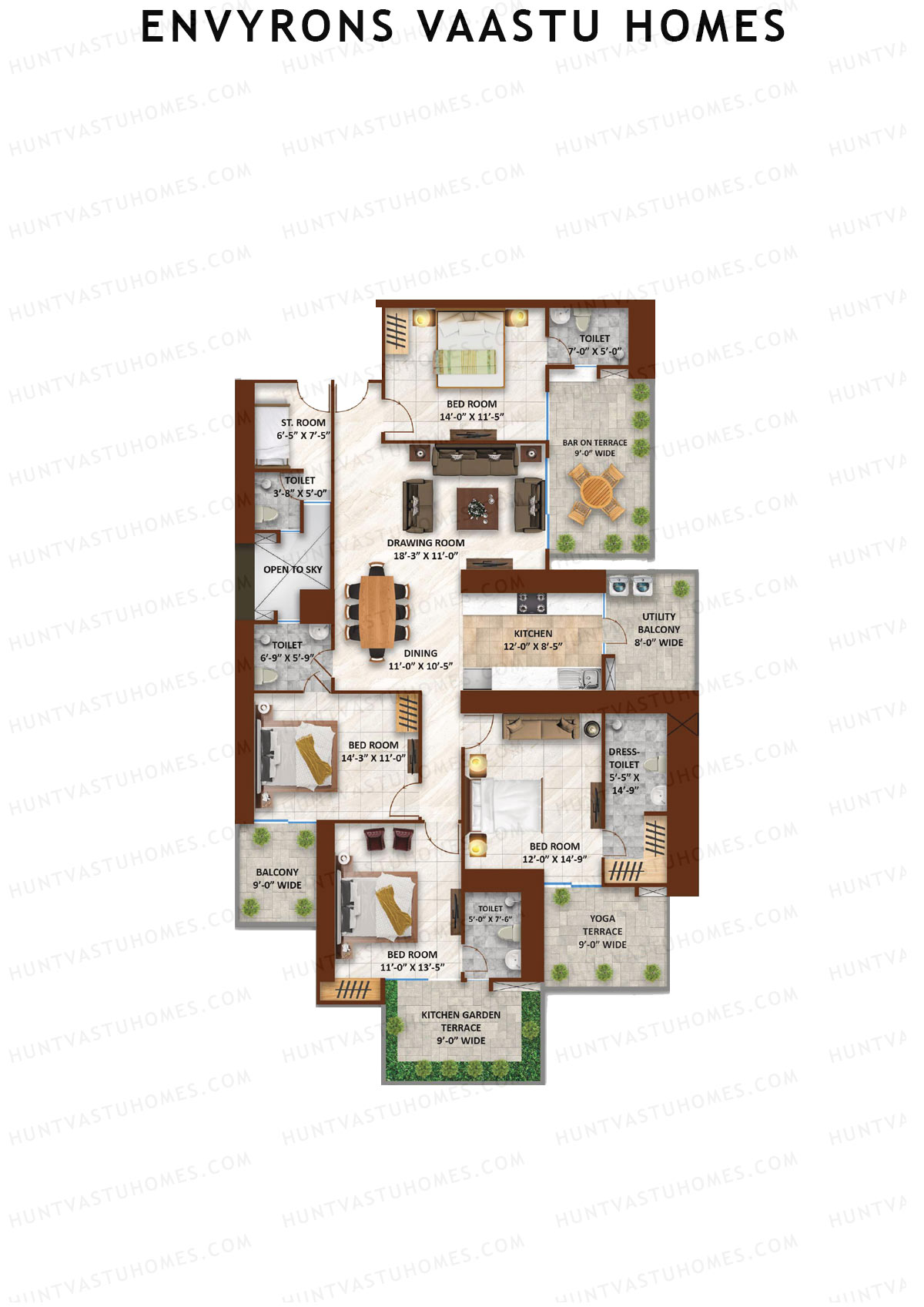 Envyrons Vaastu Homes Tower 1 Unit 1 Floor Plan