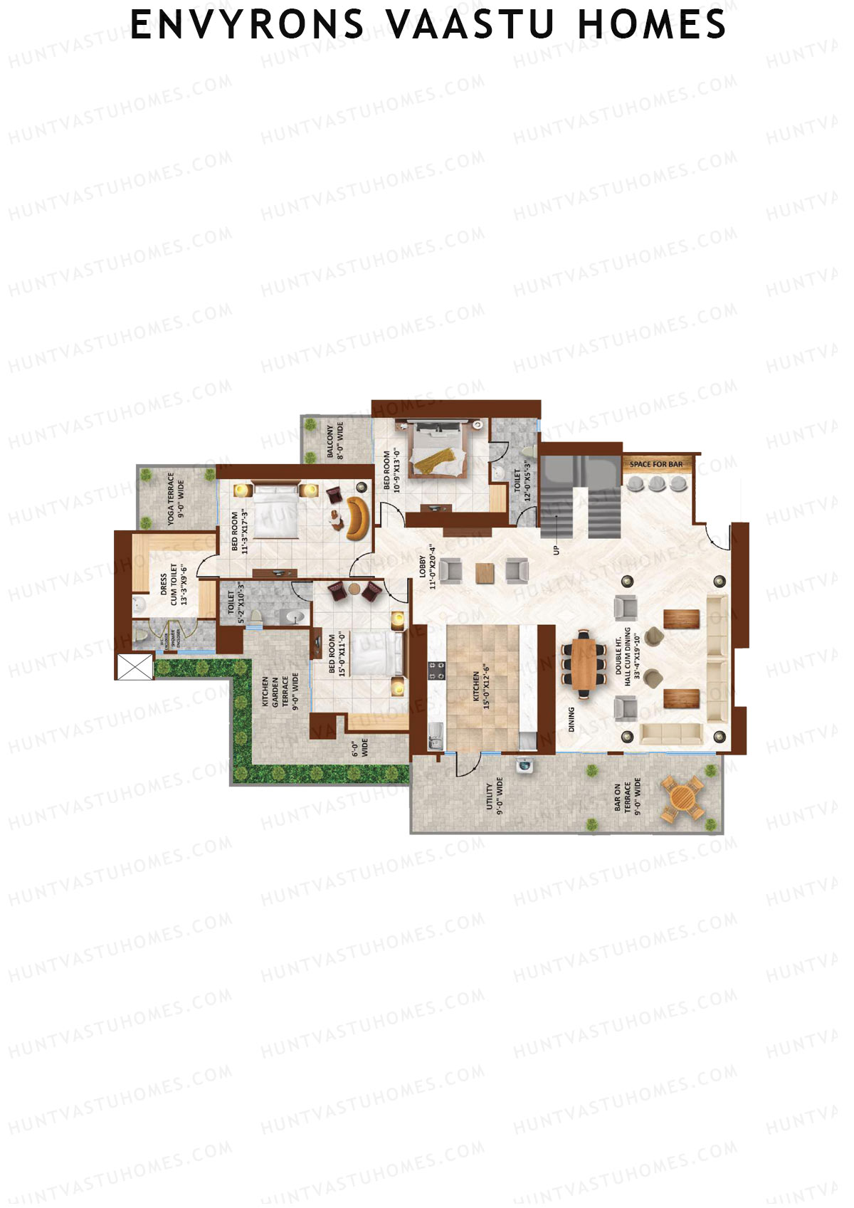 Envyrons Vaastu Homes Tower 1 Unit 2 (Duplex ) Floor Plan