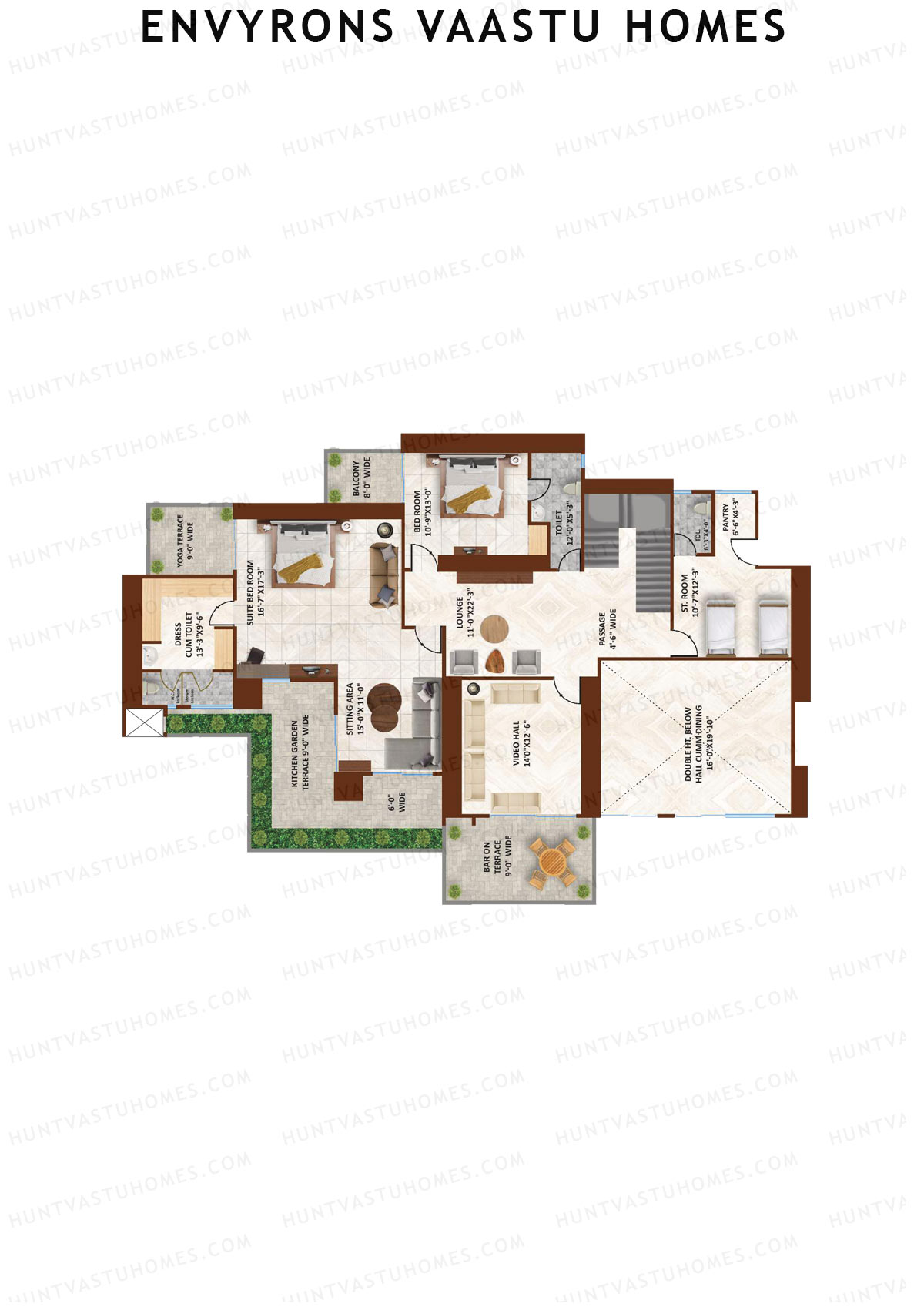 Envyrons Vaastu Homes Tower 1 Unit 2 (Duplex ) Floor Plan