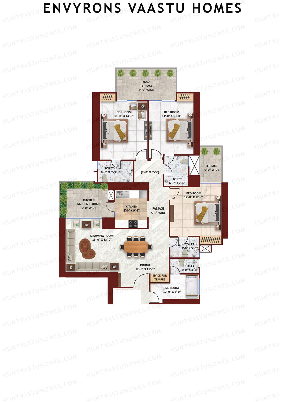 Envyrons Vaastu Homes Tower 1 Unit 4 Floor Plan
