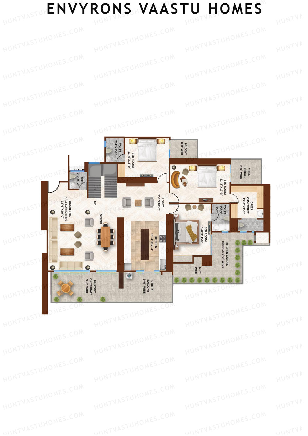 Envyrons Vaastu Homes Tower 1 Unit 8 (Duplex ) Floor Plan