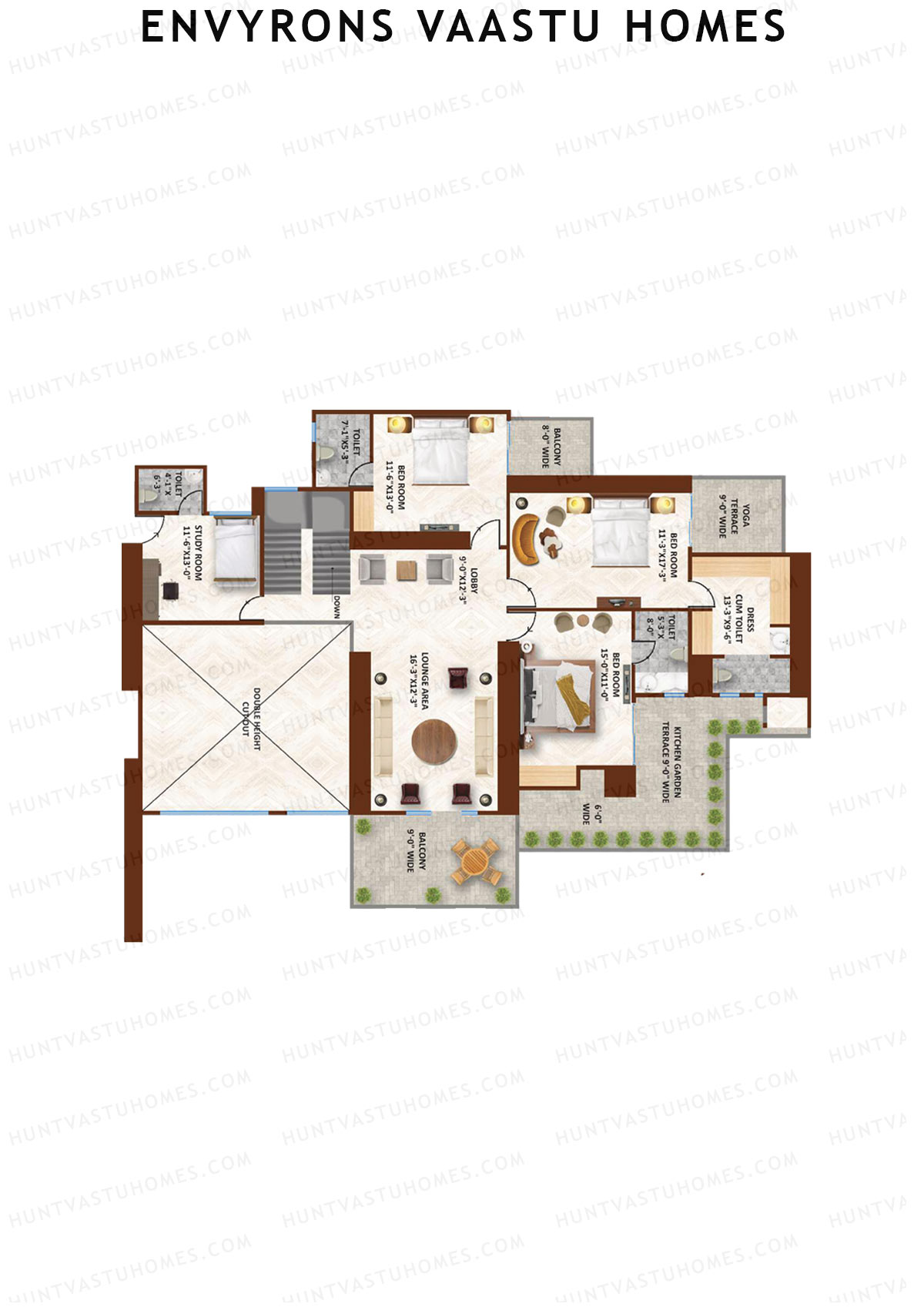 Envyrons Vaastu Homes Tower 1 Unit 8 (Duplex ) Floor Plan