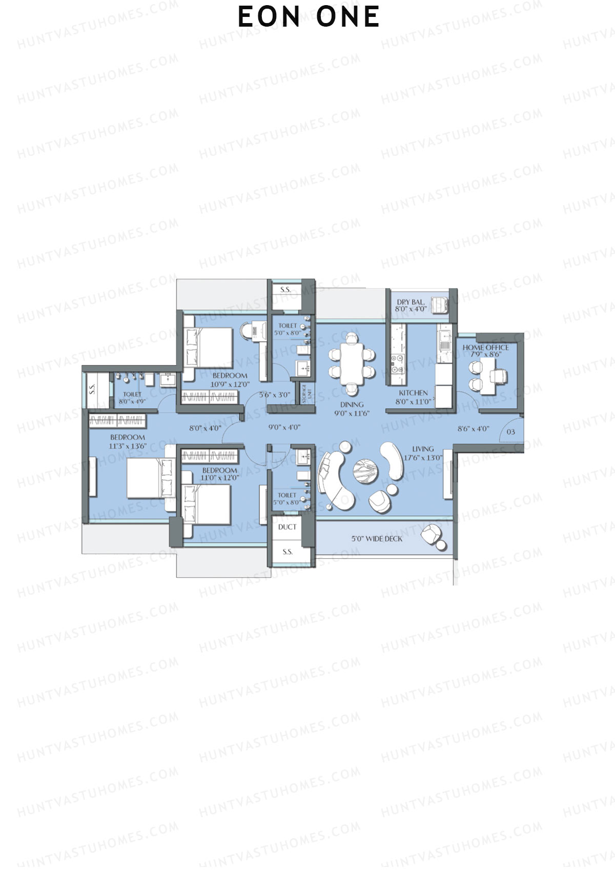 Eon One Tower A Unit 3 Floor Plan