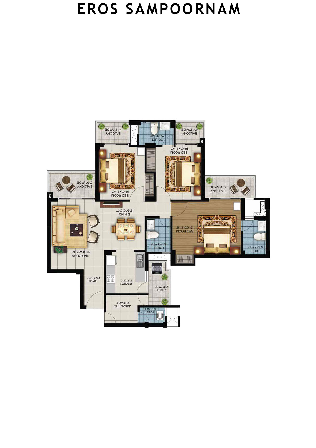 Eros Sampoornam Tower A1 Unit 1 Floor Plan