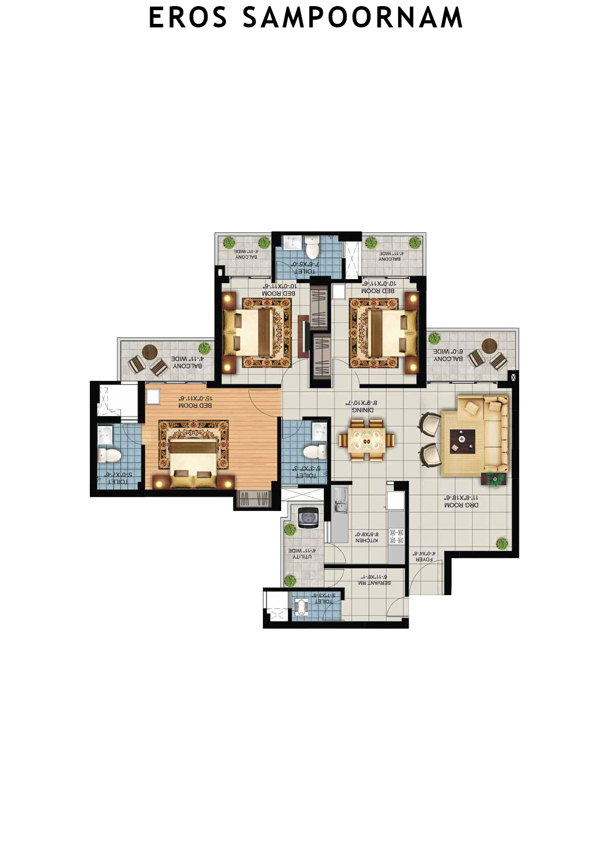Eros Sampoornam Tower A1 Unit 3 Floor Plan