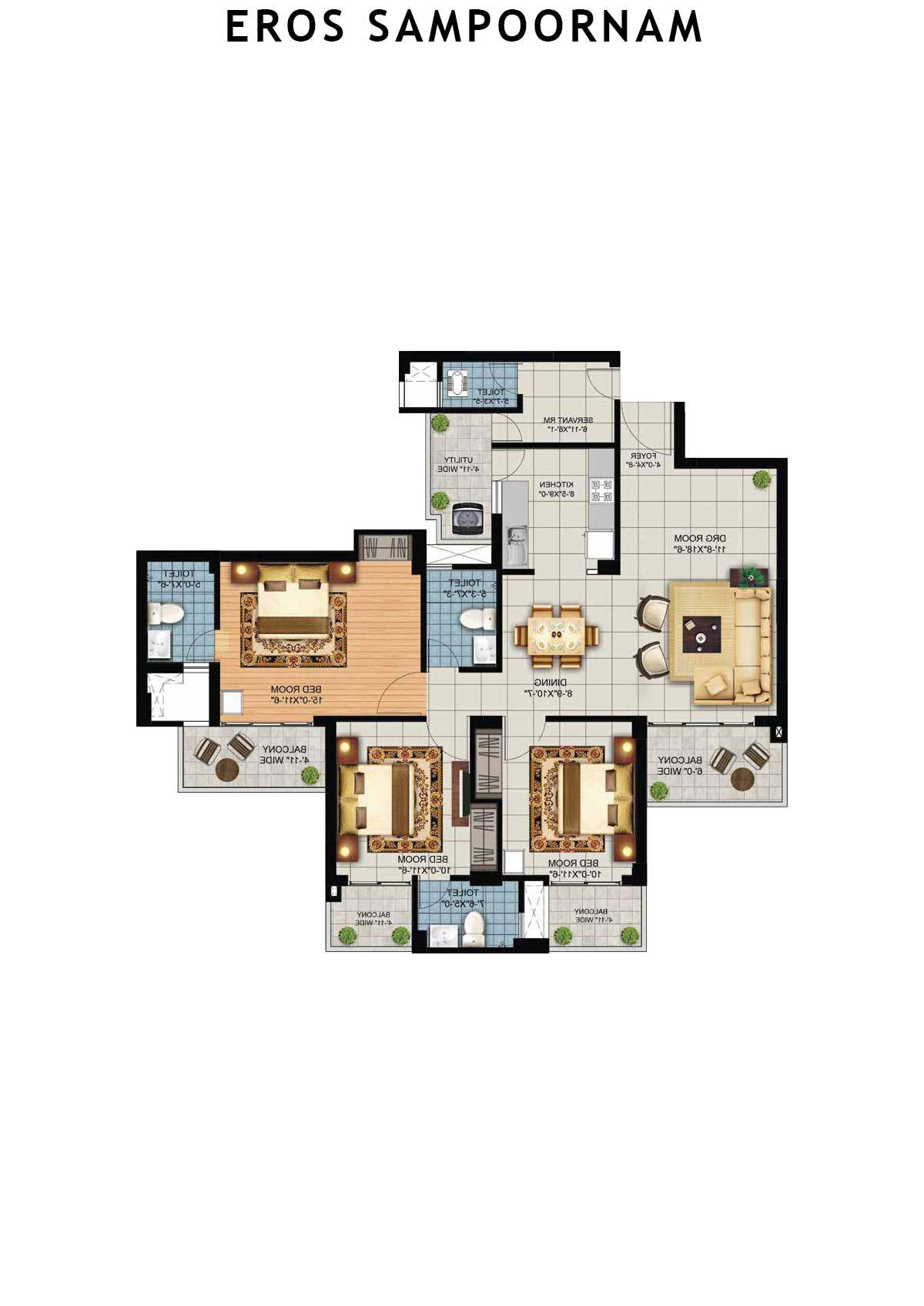 Eros Sampoornam Tower A1 Unit 4 Floor Plan