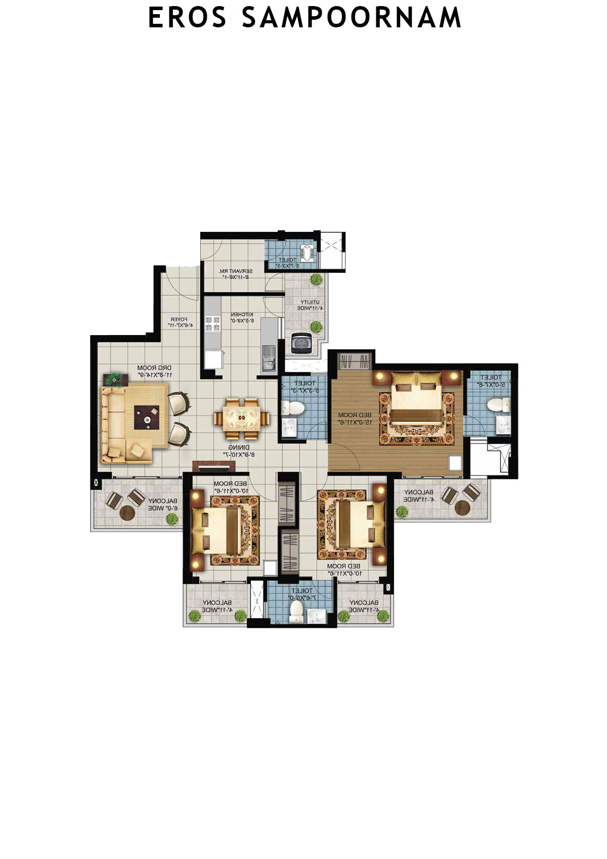 Eros Sampoornam Tower A2 Unit 1 Floor Plan