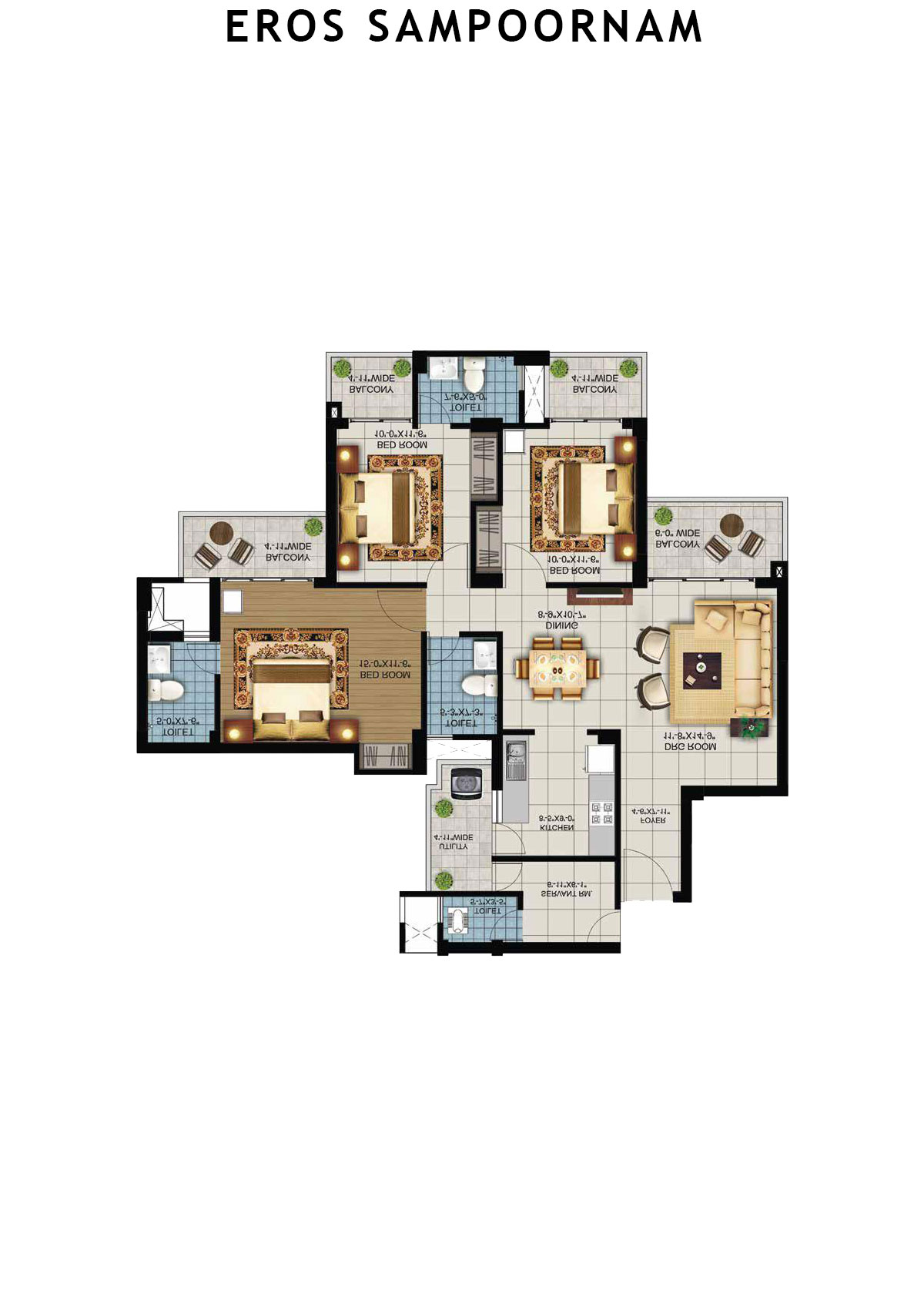 Eros Sampoornam Tower A3 Unit 2 Floor Plan