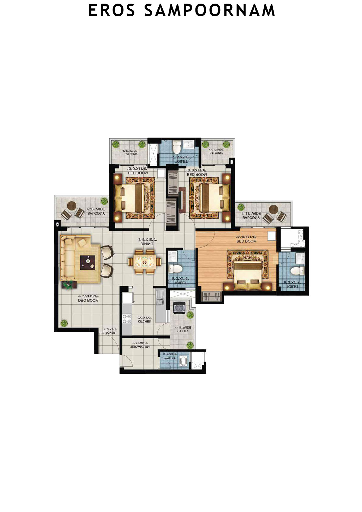 Eros Sampoornam Tower A4 Unit 1 Floor Plan