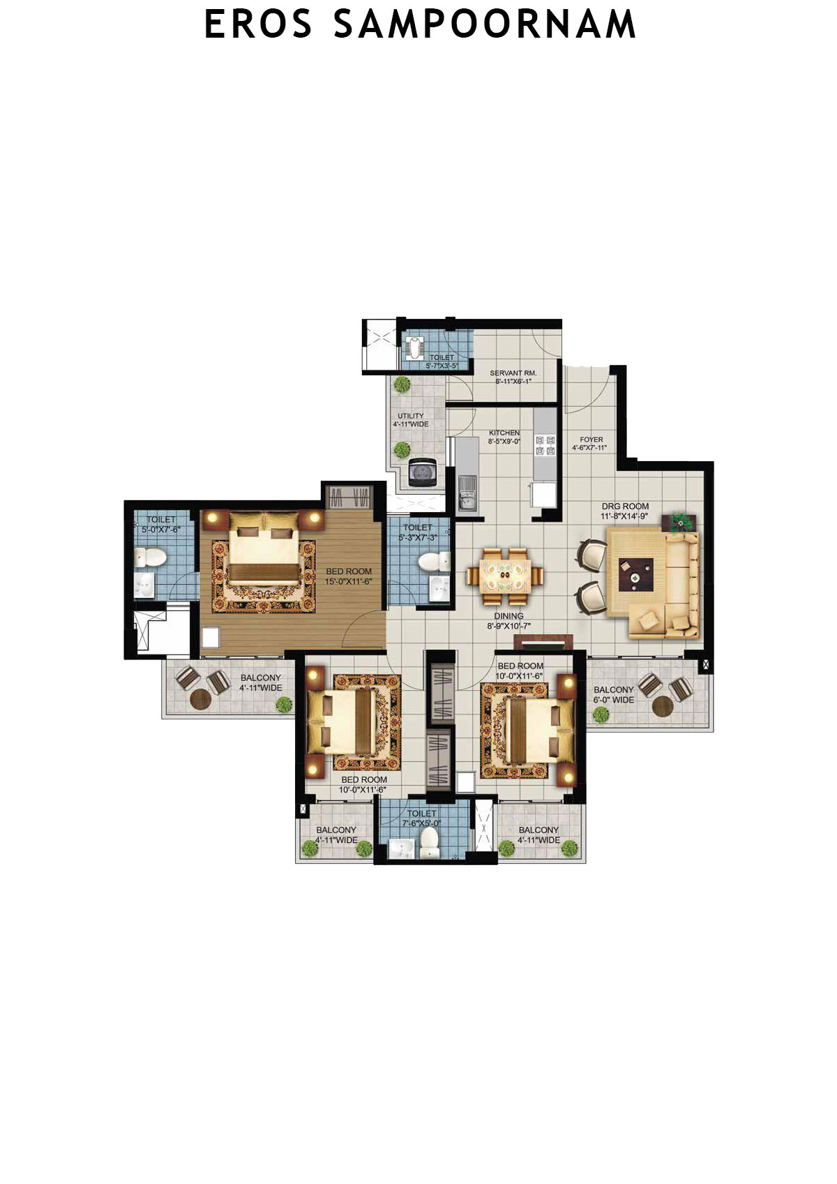 Eros Sampoornam Tower A4 Unit 4 Floor Plan