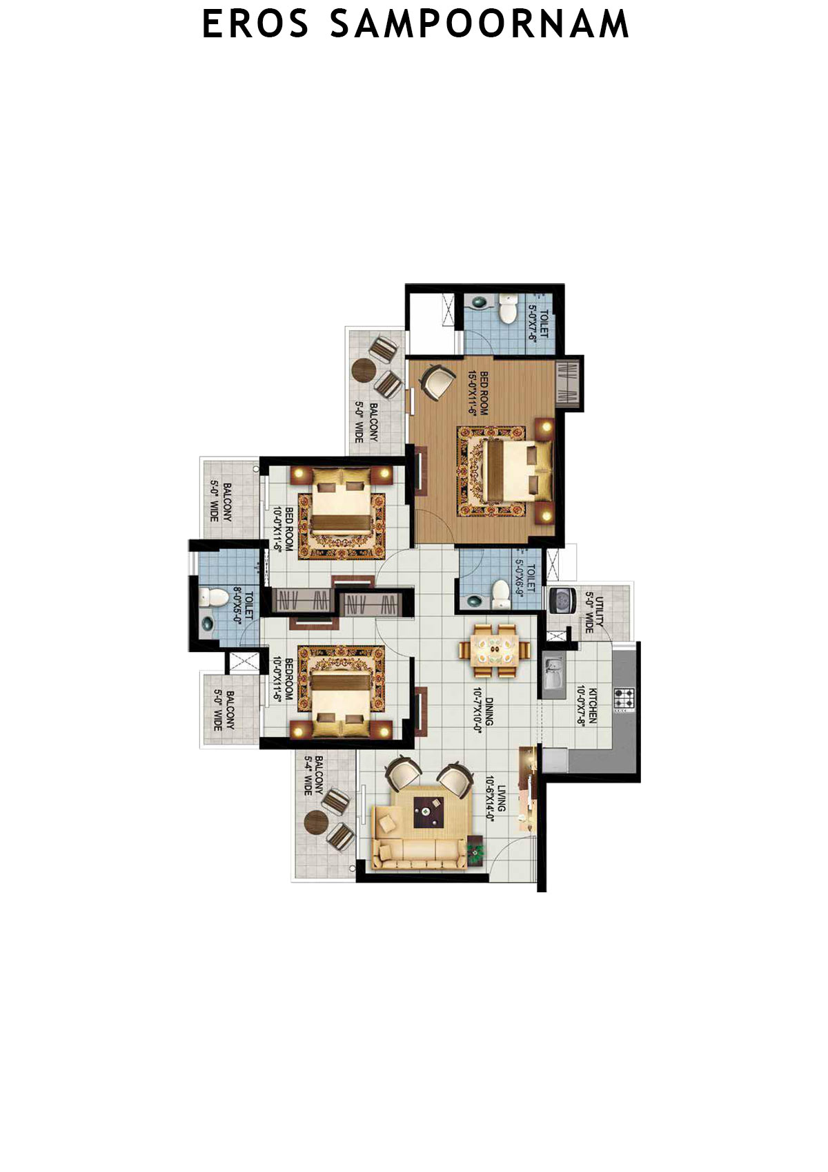 Eros Sampoornam Tower B1 Unit 1 Floor Plan