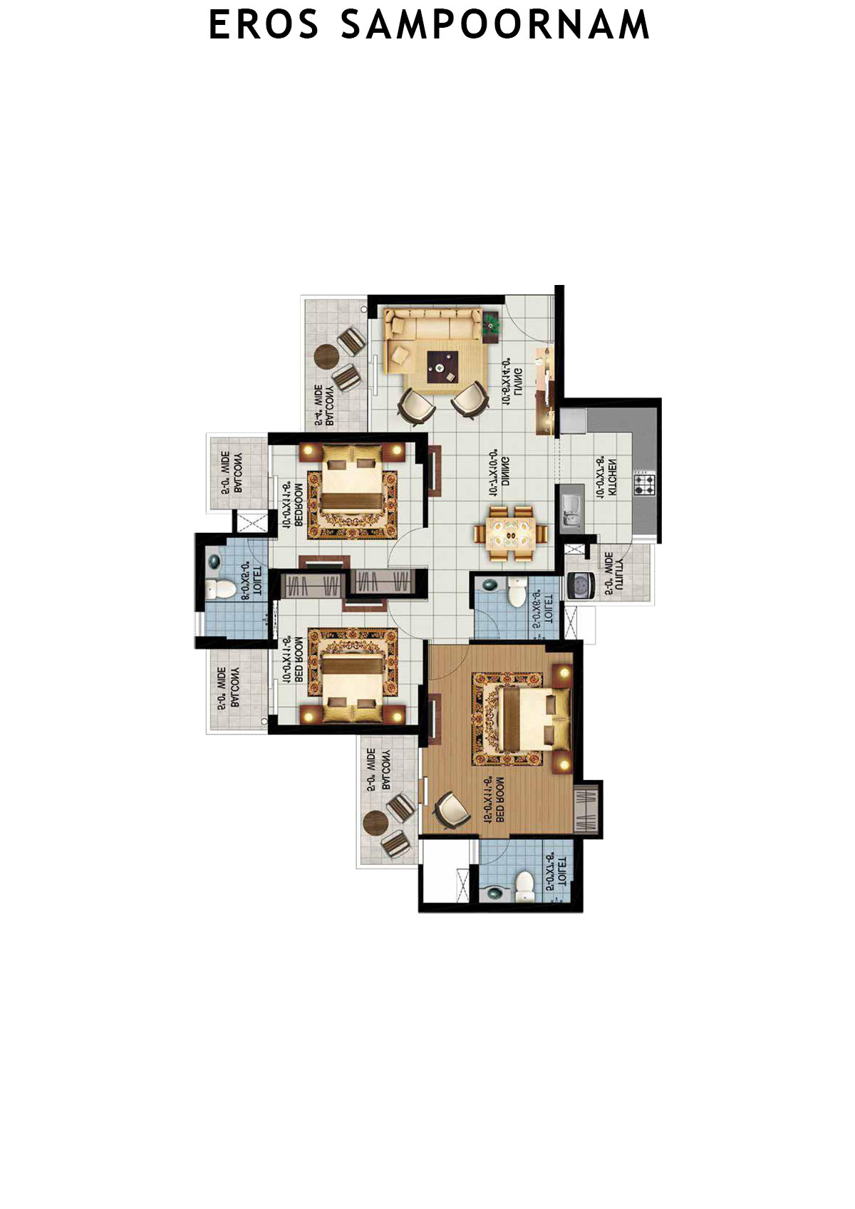 Eros Sampoornam Tower B1 Unit 3 Floor Plan