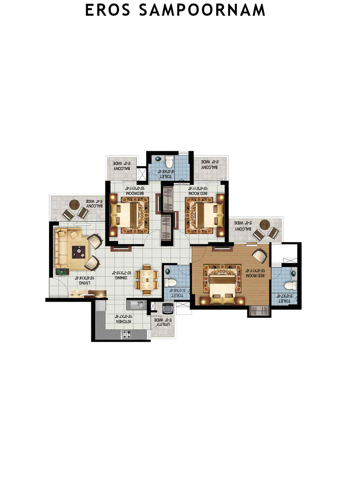 Eros Sampoornam Tower B2 Unit 1 Floor Plan