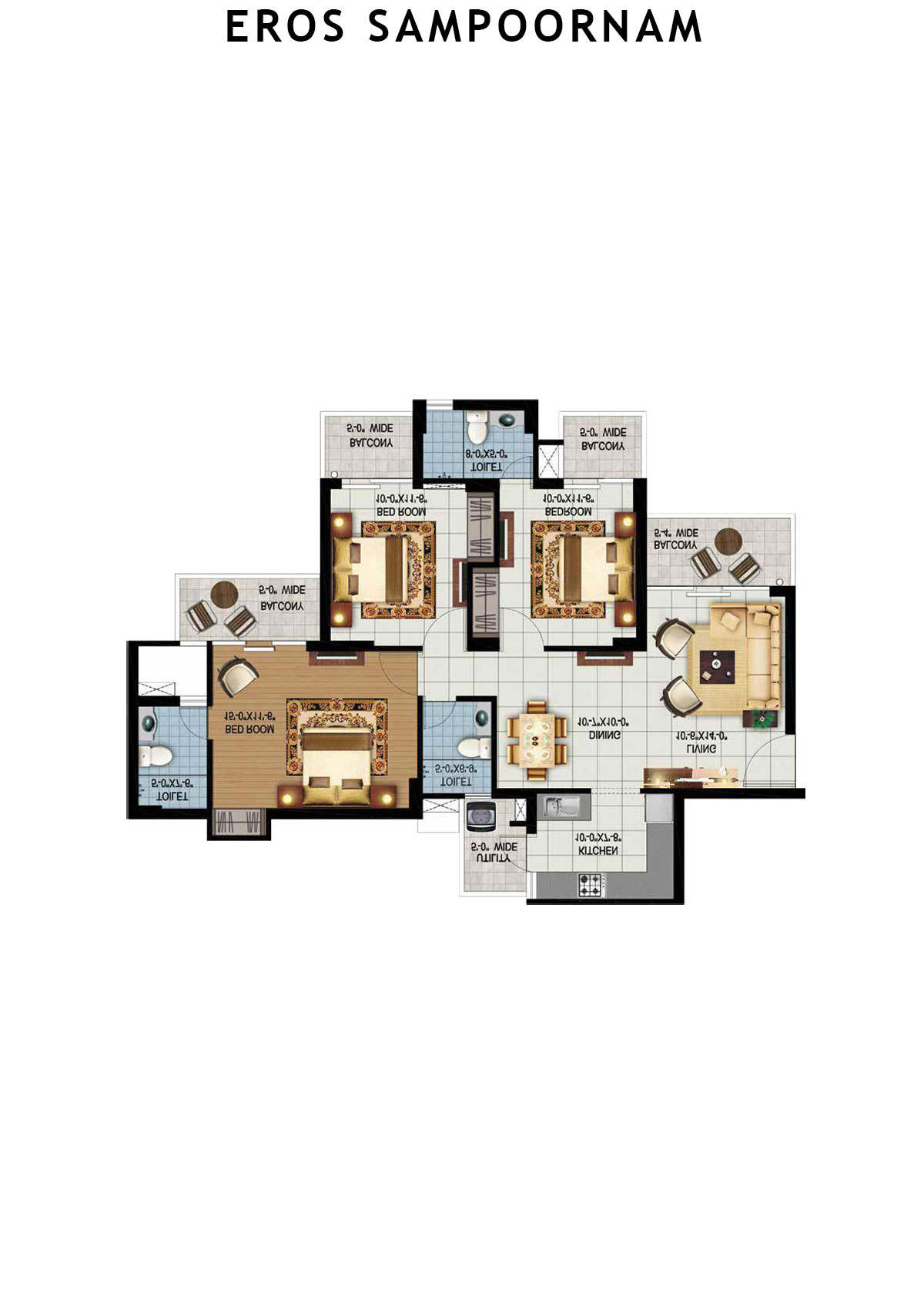 Eros Sampoornam Tower B2 Unit 3 Floor Plan