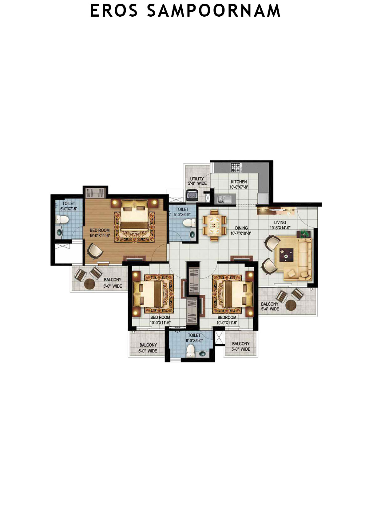 Eros Sampoornam Tower B2 Unit 4 Floor Plan