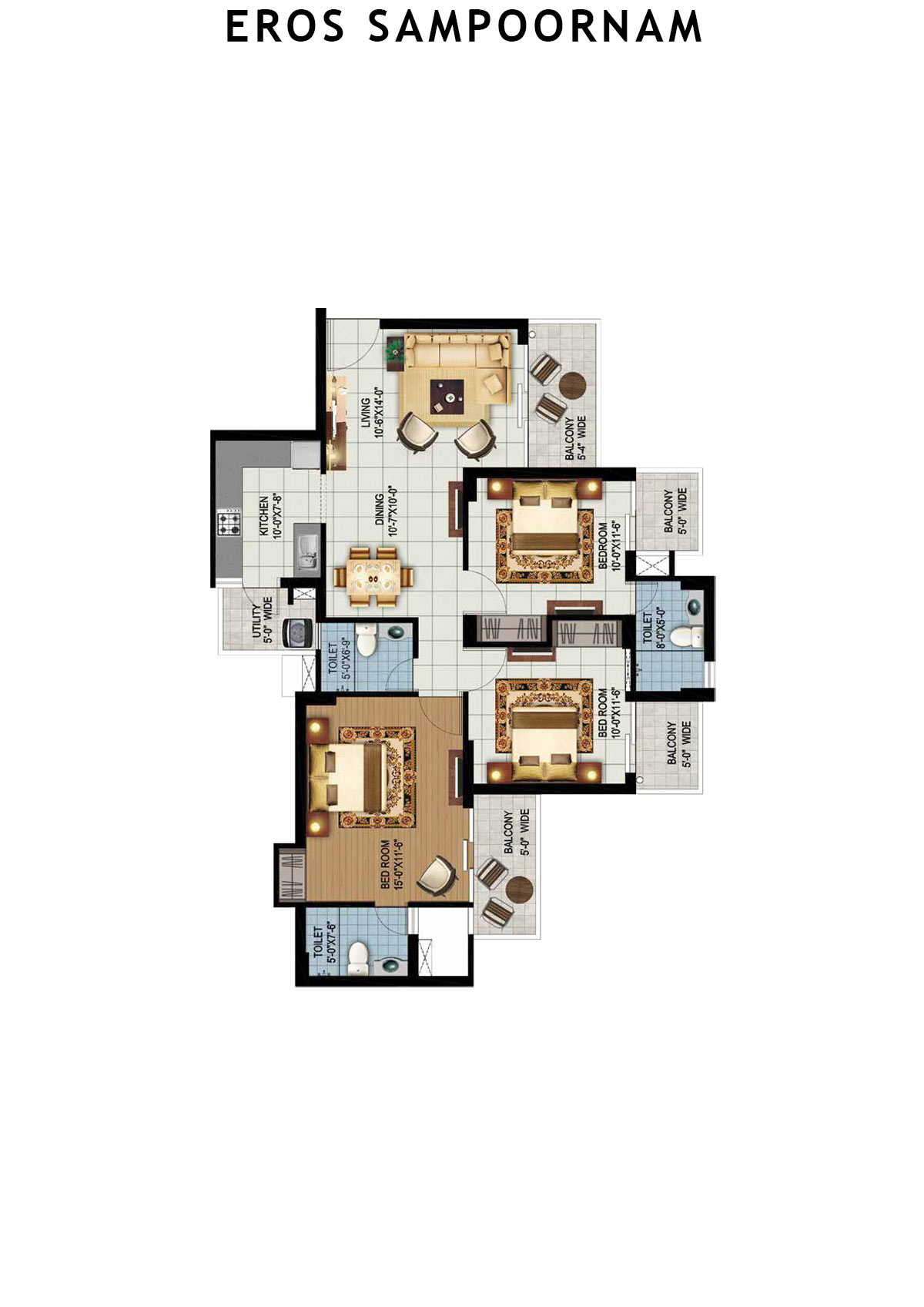 Eros Sampoornam Tower B5 Unit 1 Floor Plan