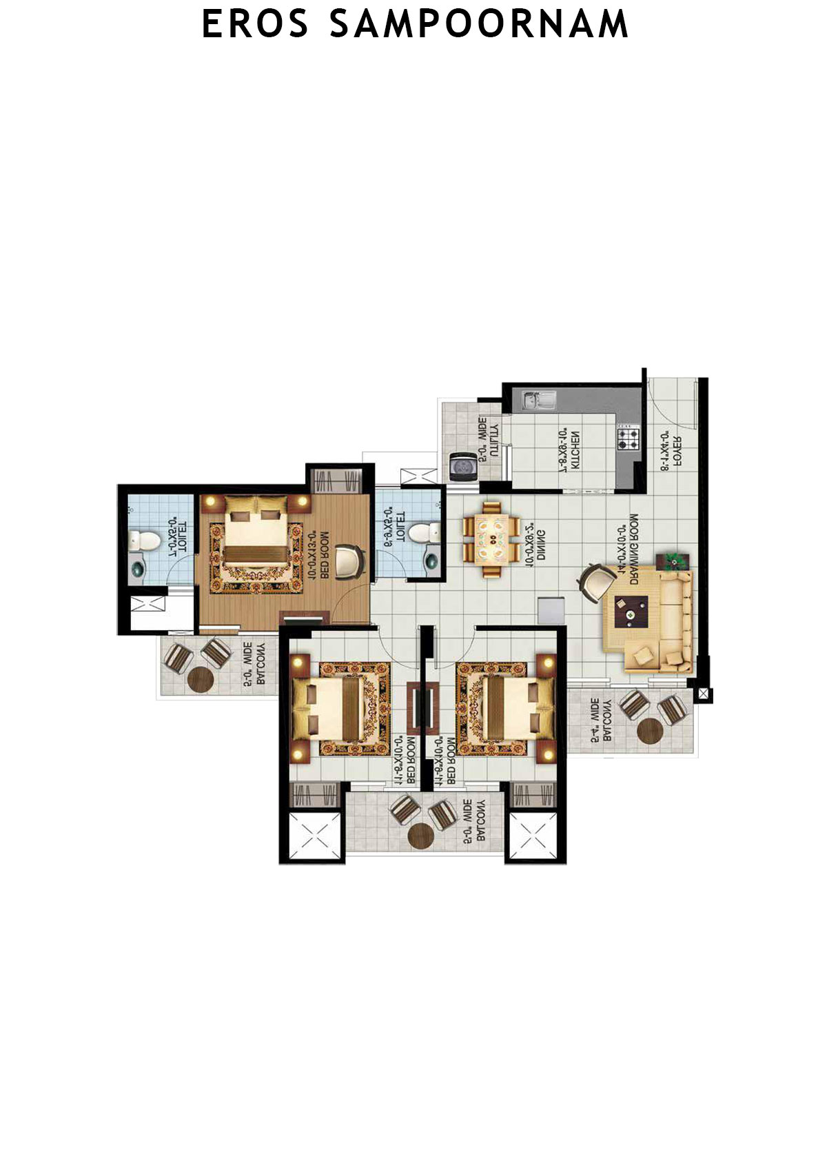 Eros Sampoornam Tower G1 Unit 5 (Type 1A) Floor Plan