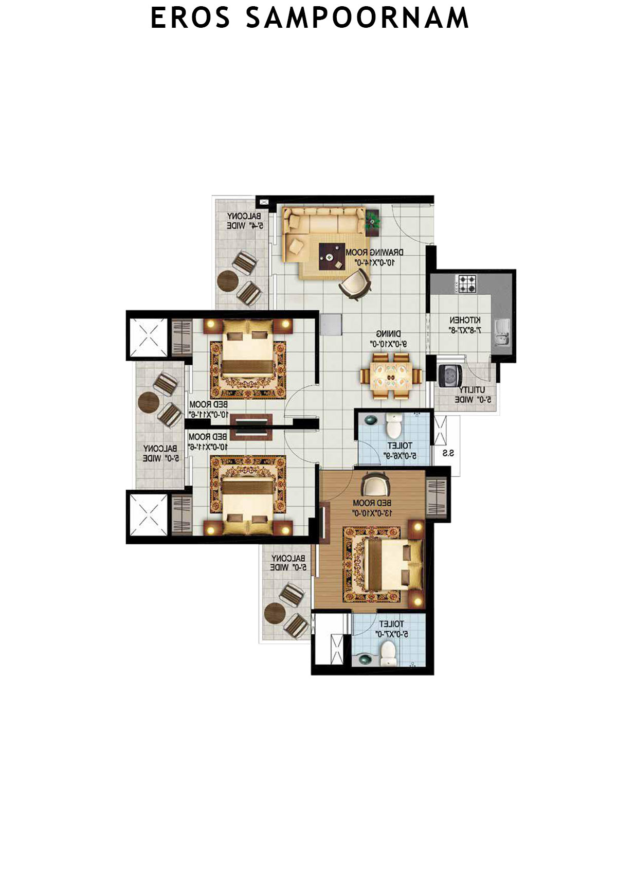 Eros Sampoornam Tower G2 Unit 1 (Type 1) Floor Plan
