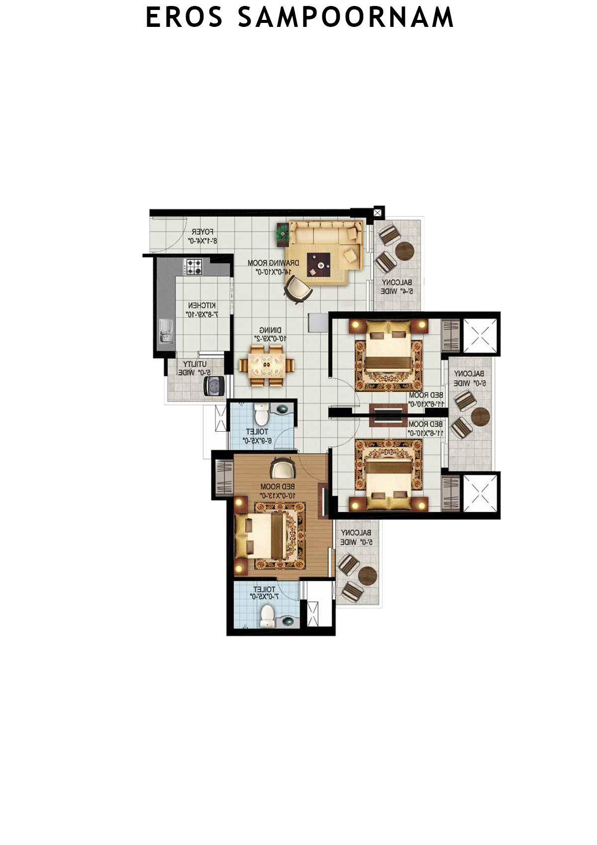 Eros Sampoornam Tower G2 Unit 2 (Type 1A) Floor Plan