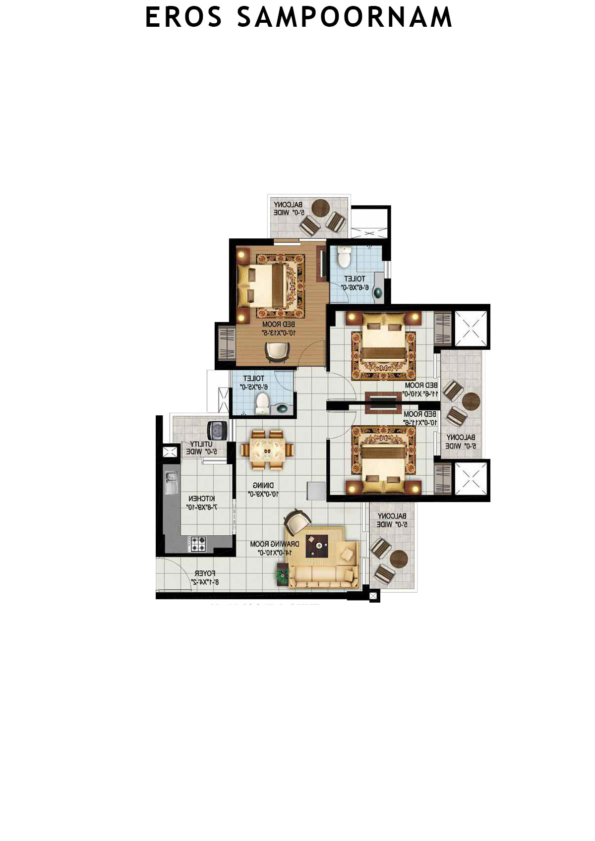 Eros Sampoornam Tower G2 Unit 3 (Type 2) Floor Plan