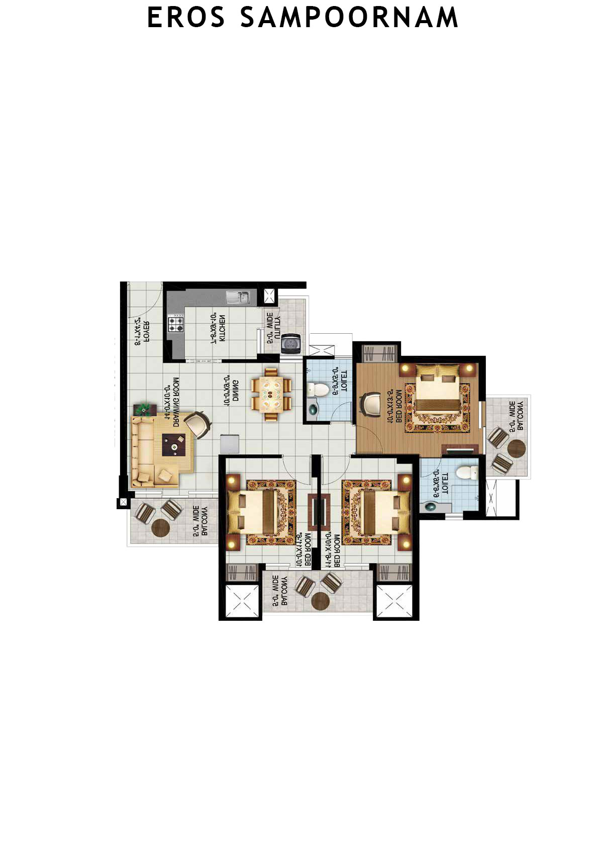 Eros Sampoornam Tower G3 Unit 4 (Type 2) Floor Plan