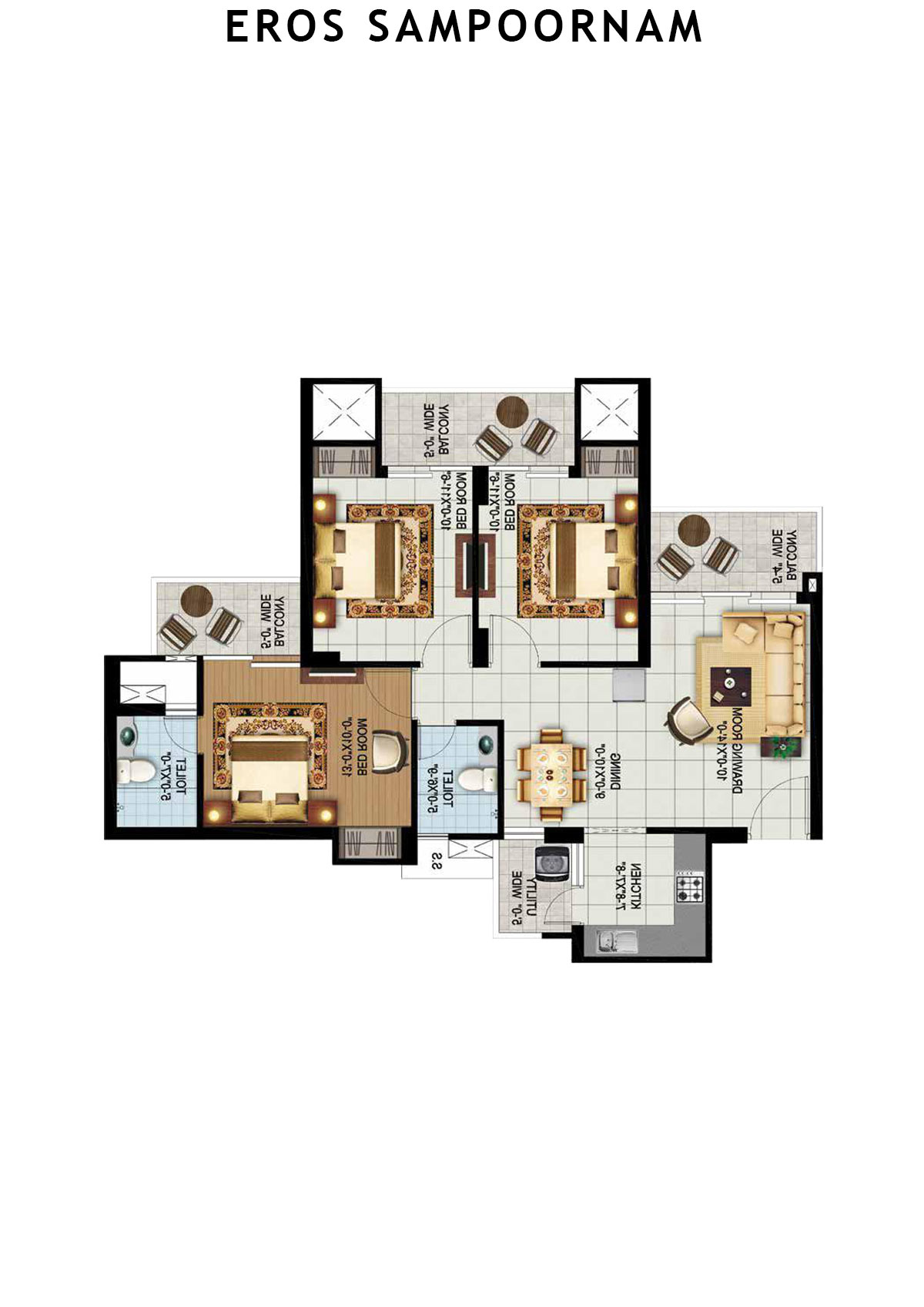Eros Sampoornam Tower G3 Unit 6 (Type 1) Floor Plan