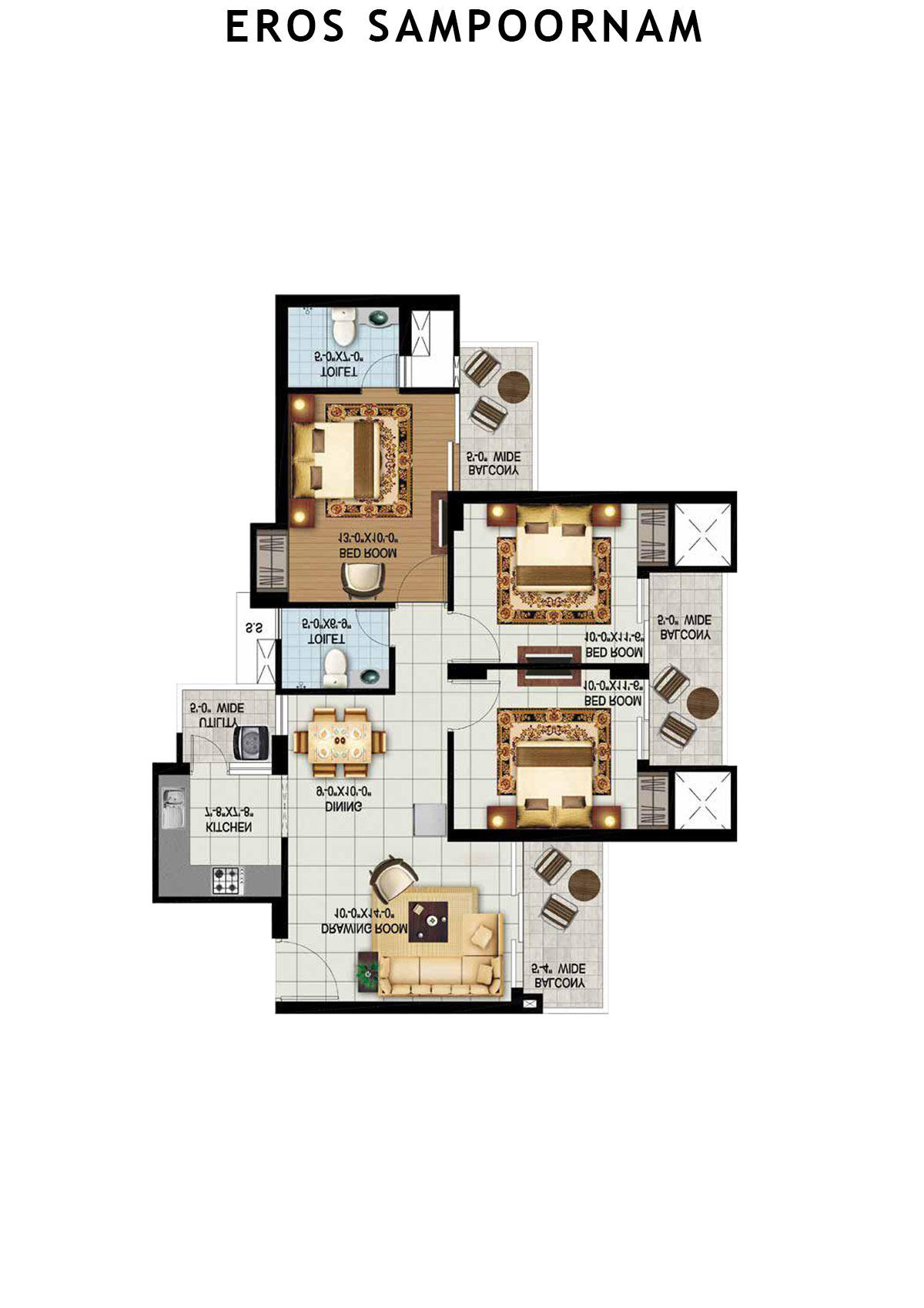 Eros Sampoornam Tower G4 Unit 1 (Type 1) Floor Plan