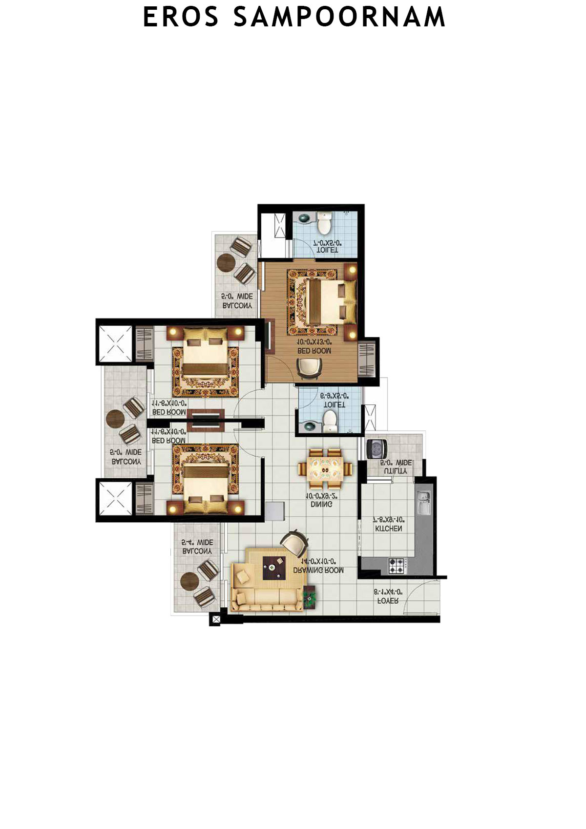 Eros Sampoornam Tower G4 Unit 2 (Type 1A) Floor Plan