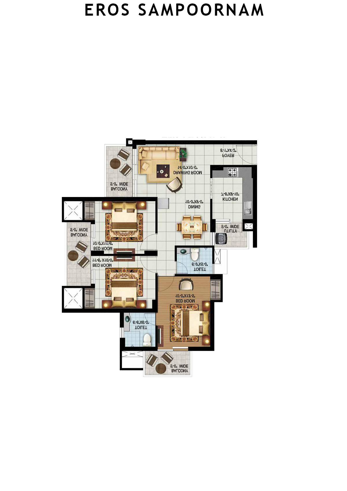 Eros Sampoornam Tower G4 Unit 3 (Type 2) Floor Plan