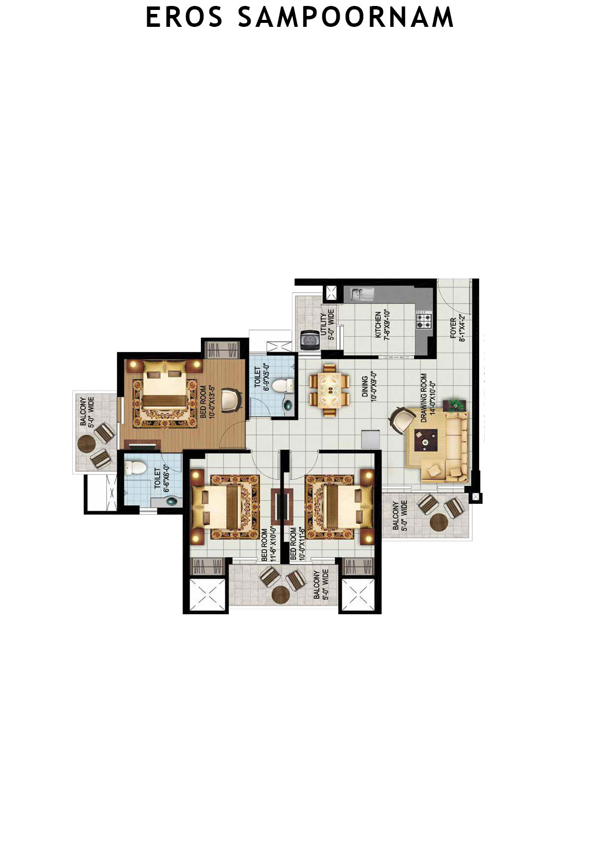 Eros Sampoornam Tower G4 Unit 4 (Type 2) Floor Plan