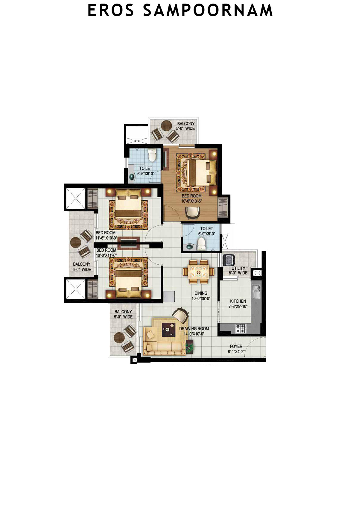 Eros Sampoornam Tower G7 Unit 3 (Type 2) Floor Plan
