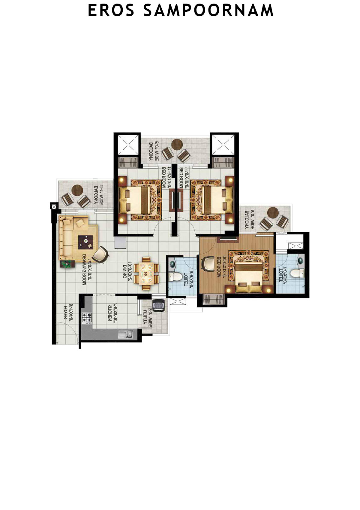 Eros Sampoornam Tower G7 Unit 5 (Type 1A) Floor Plan
