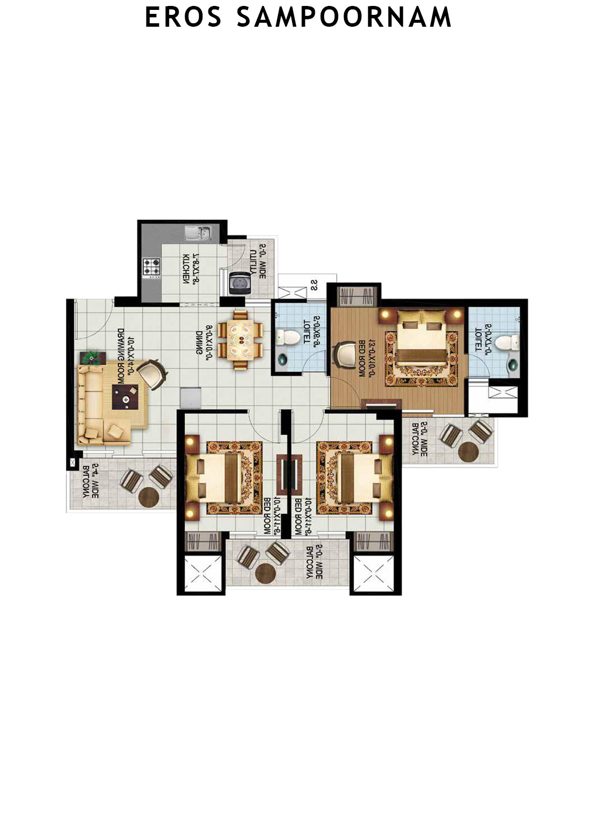 Eros Sampoornam Tower G7 Unit 6 (Type 1) Floor Plan